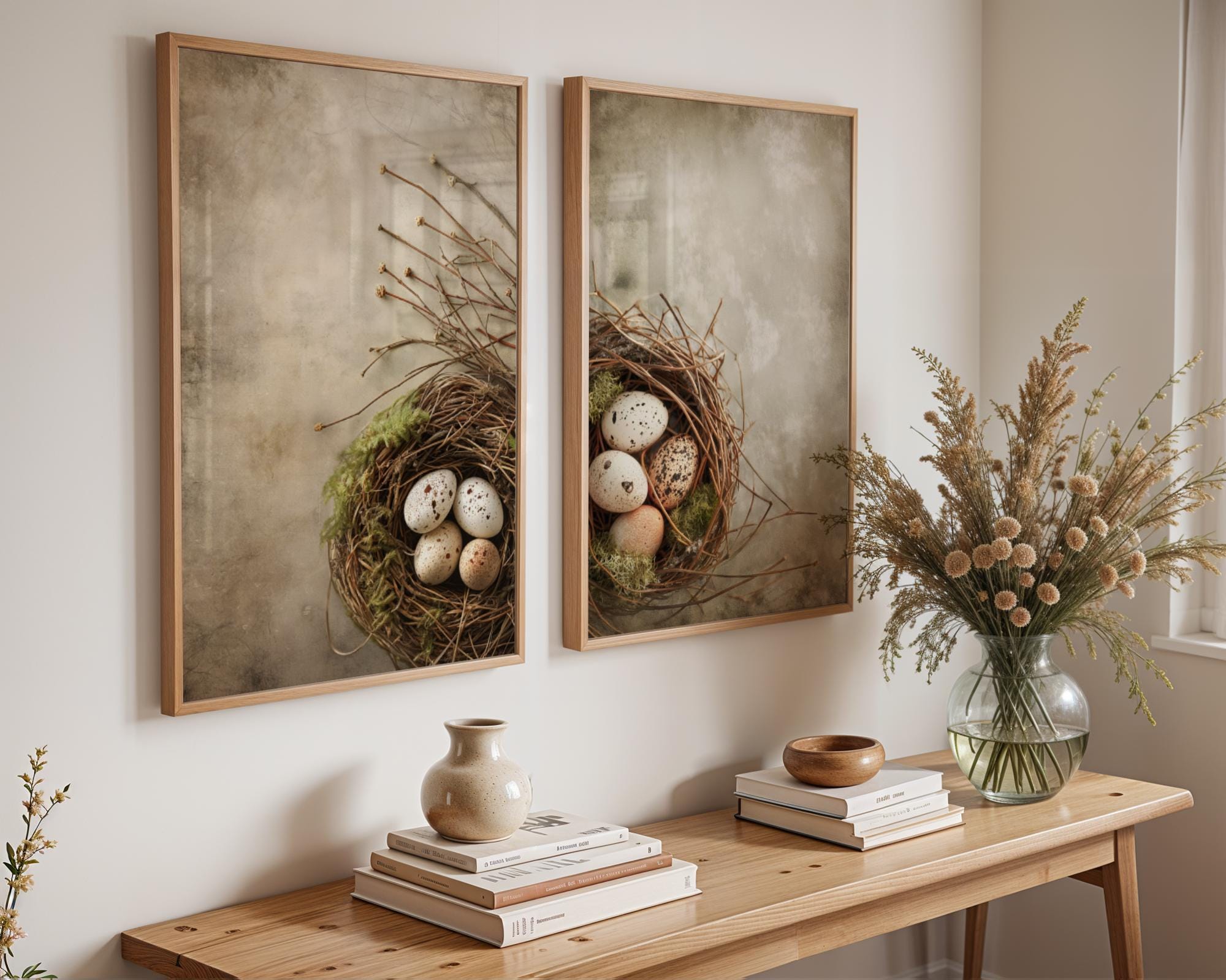 Bird Nest Art Prints | Vintage Natural History Botanical Wall Art (Set of 2) wall art print, modern home decor, unframed artwork by Nomad & Nest