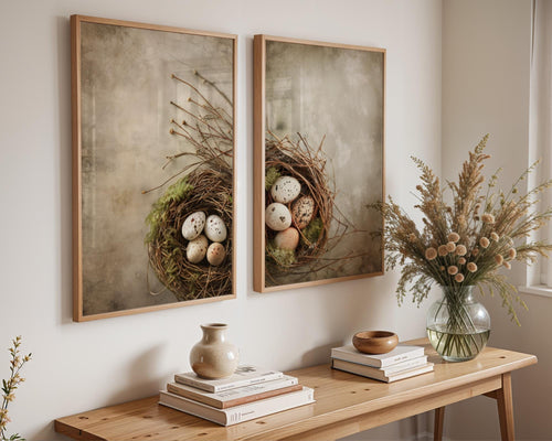 Bird Nest Art Prints | Vintage Natural History Botanical Wall Art (Set of 2) wall art print, modern home decor, unframed artwork by Nomad & Nest