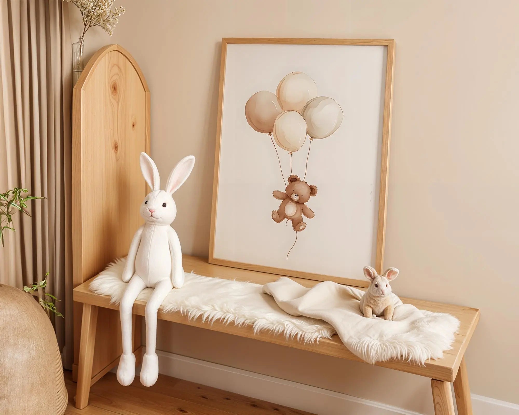 Playroom Ideas | Bear Balloons Nursery Wall Art | Neutral Baby Animal Print wall art print, modern home decor, unframed artwork by Nomad & Nest
