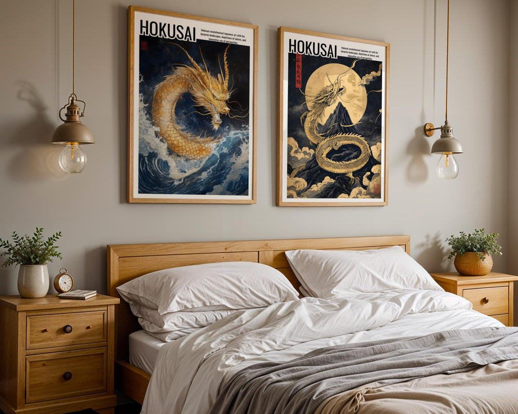 Japanese Poster | Dragon Art Print - Hokusai Style Oriental Wall Decor wall art print, modern home decor, unframed artwork by Nomad & Nest