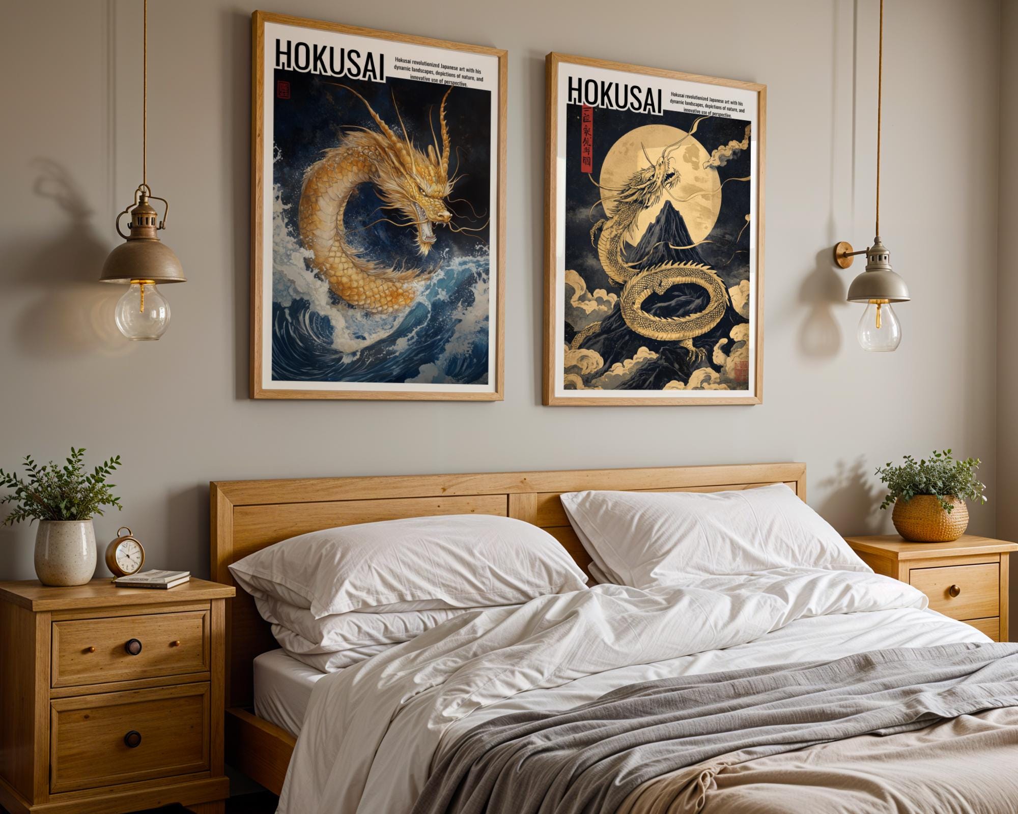 Japanese Poster | Dragon Art Print - Hokusai Style Oriental Wall Decor wall art print, modern home decor, unframed artwork by Nomad & Nest