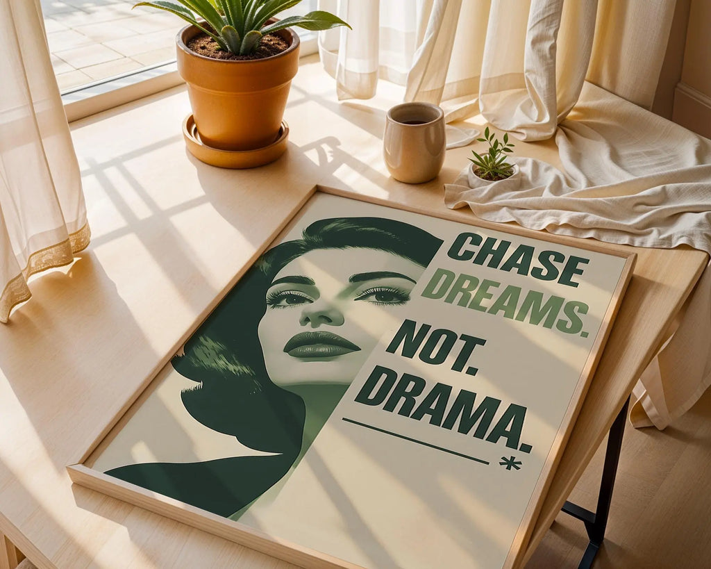 Chase Dreams Not Drama Print | Retro Glam Wall Art wall art print, modern home decor, unframed artwork by Nomad & Nest