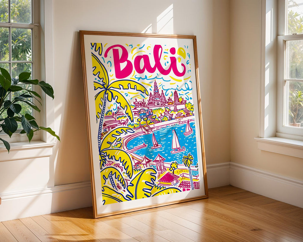 Bali Travel Poster | Colourful Island Art Print wall art print, modern home decor, unframed artwork by Nomad & Nest