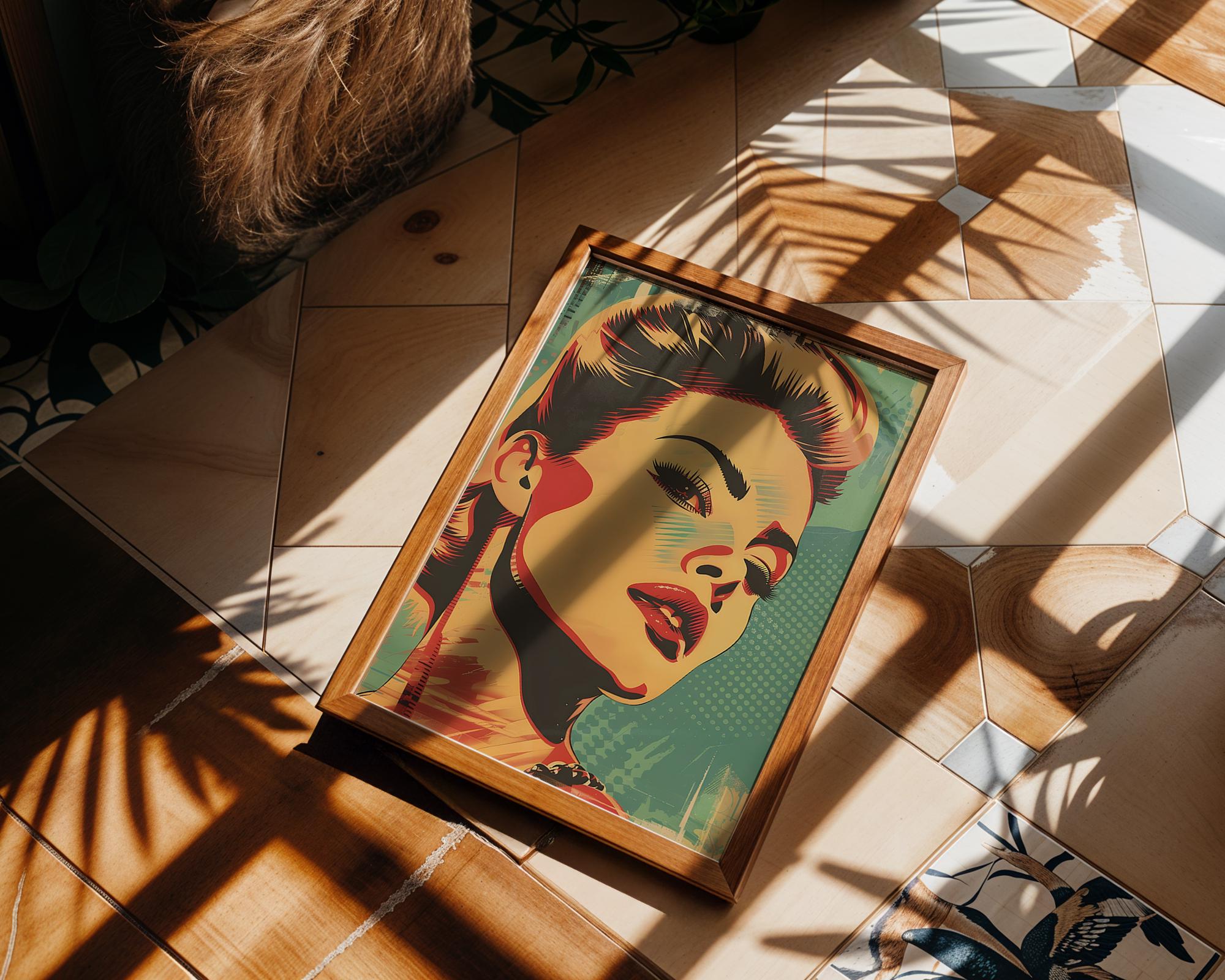 Modern Pop Art | Retro  Woman Portrait | Vintage Pin-Up Style  Print wall art print, modern home decor, unframed artwork by Nomad & Nest