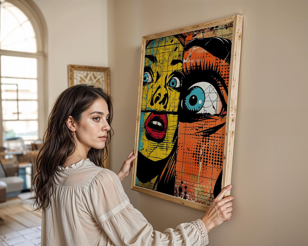 Modern Pop Art | Comic Face Print | Colorful Graffiti wall art print, modern home decor, unframed artwork by Nomad & Nest