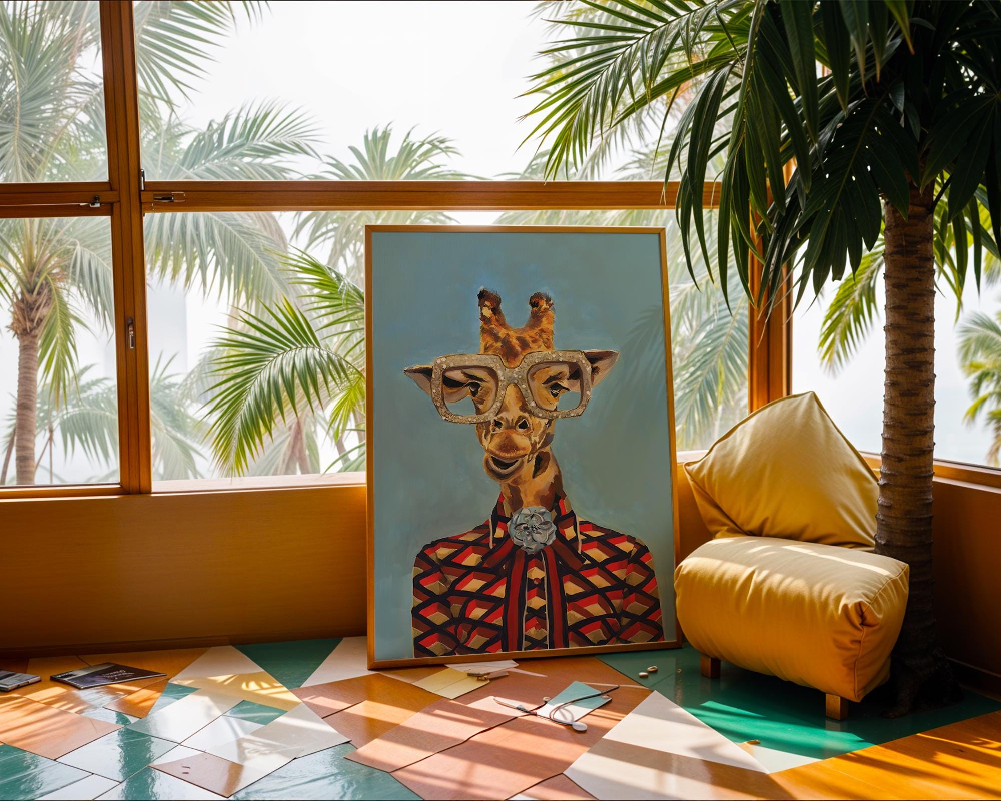 Glam Giraffe Art Print | Safari Animal Poster wall art print, modern home decor, unframed artwork by Nomad & Nest