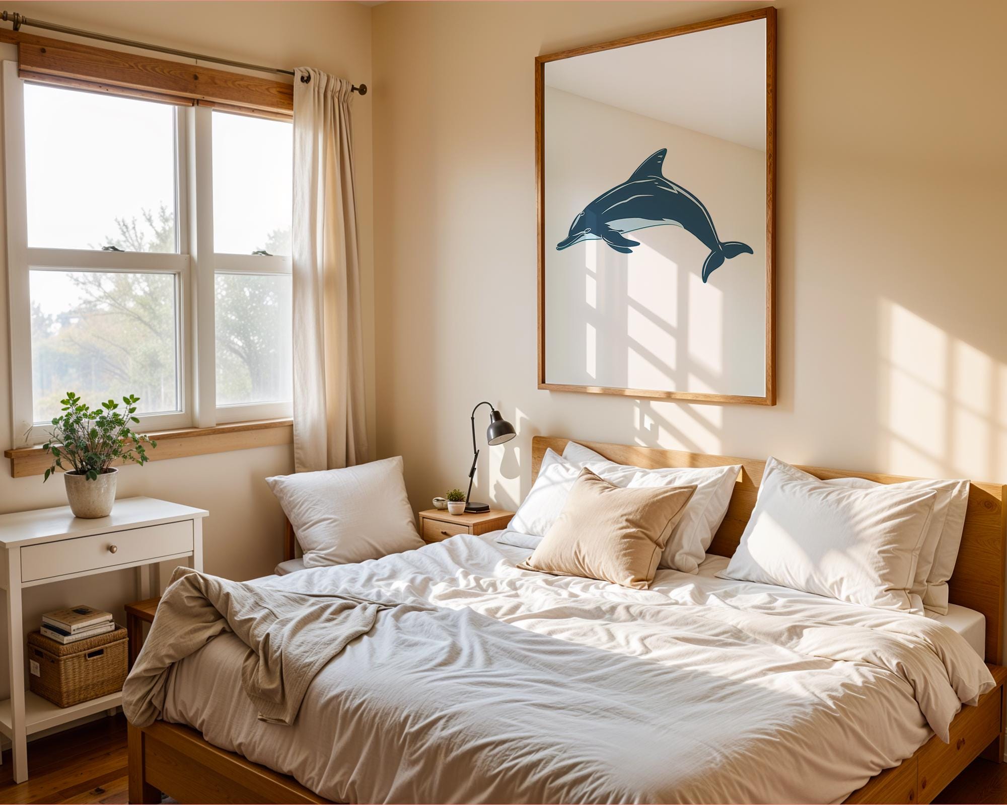 Blue Dolphin Print, Ocean Animal Illustration, Coastal Decor wall art print, modern home decor, unframed artwork by Nomad & Nest