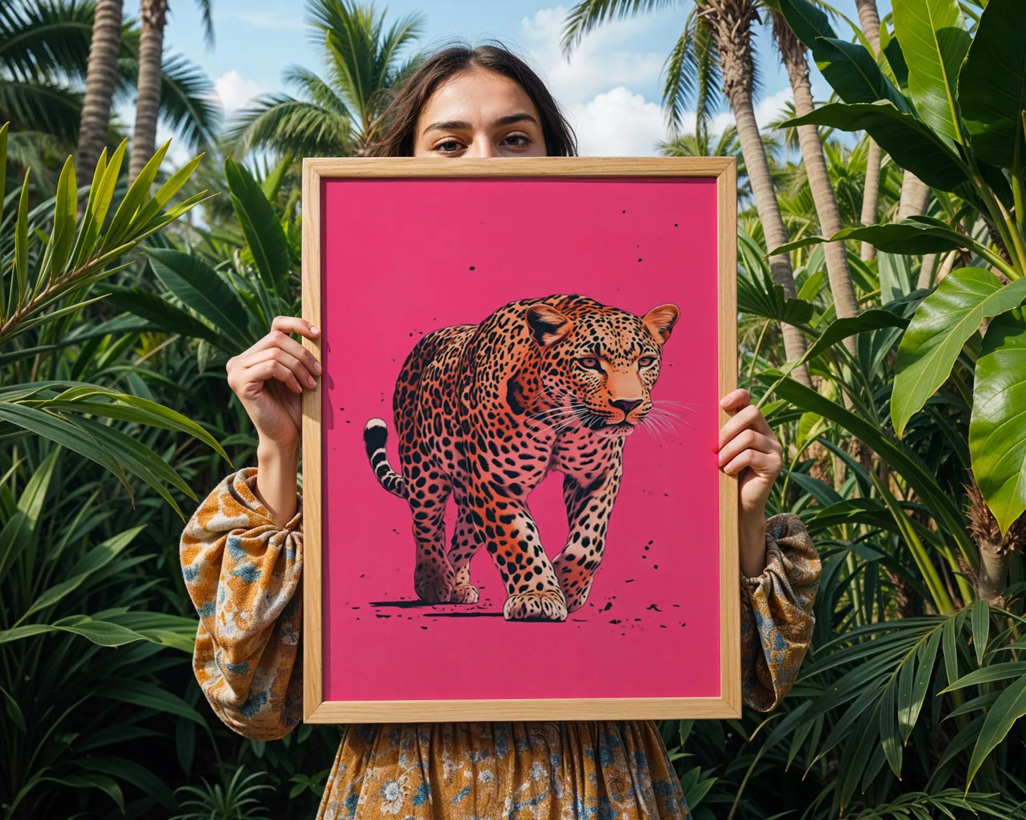 Leopard on Hot Pink Print | Bold Animal Wall Art wall art print, modern home decor, unframed artwork by Nomad & Nest