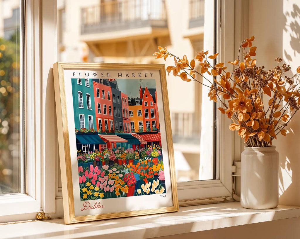 Dublin Flower Market Print | Vintage Ireland Travel Poster wall art print, modern home decor, unframed artwork by Nomad & Nest