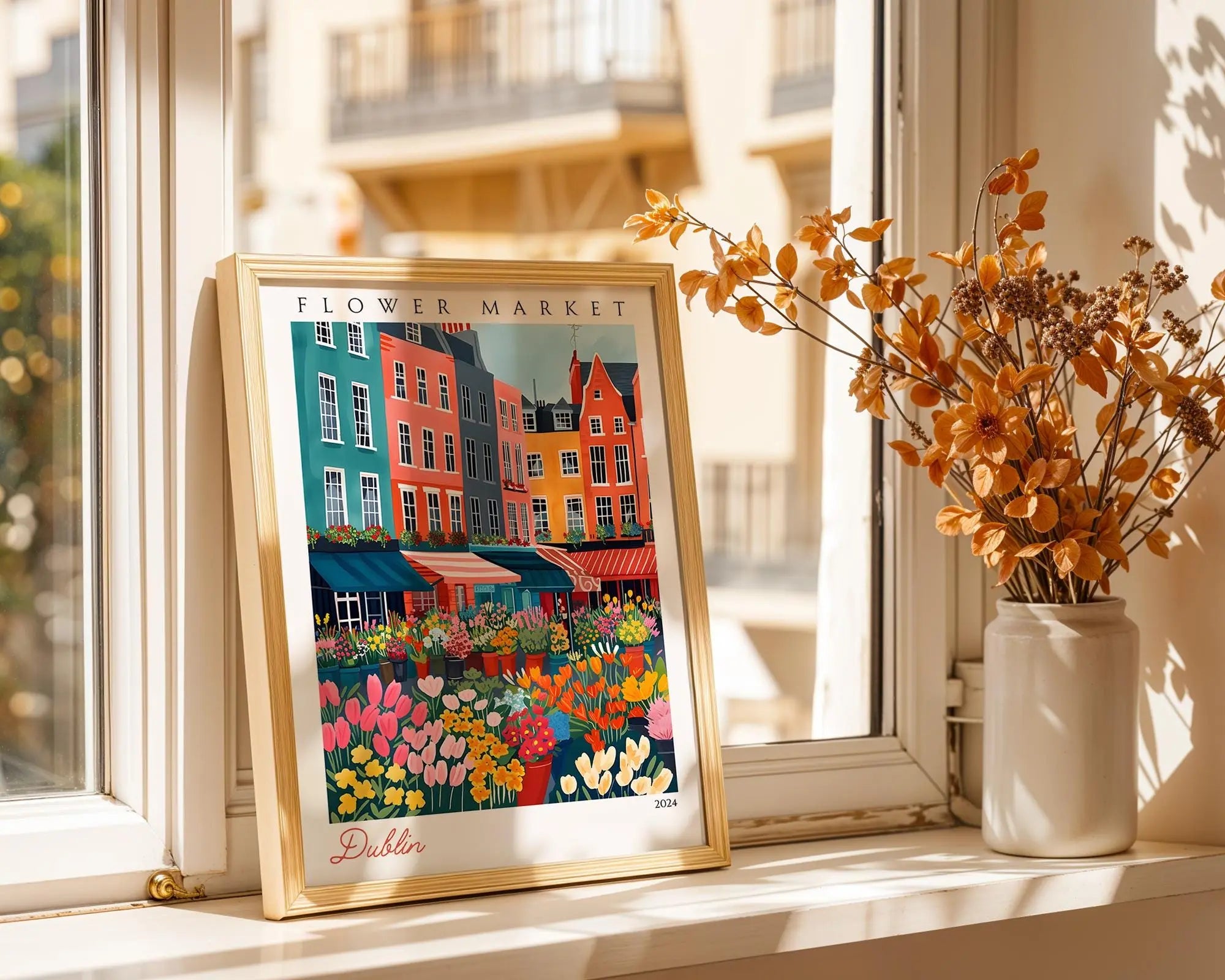 Dublin Flower Market Print | Vintage Ireland Travel Poster wall art print, modern home decor, unframed artwork by Nomad & Nest
