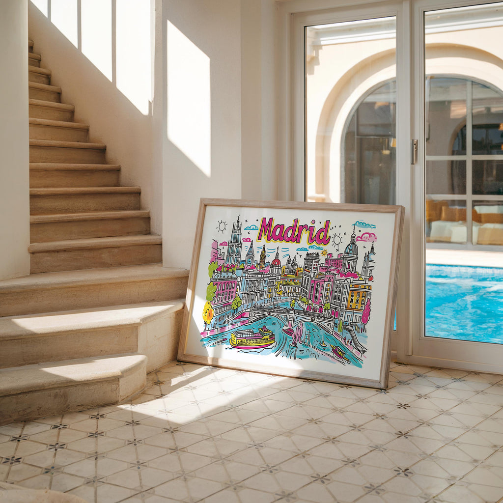 Madrid Cityscape Poster | Colorful Spanish Art Print wall art print, modern home decor, unframed artwork by Nomad & Nest