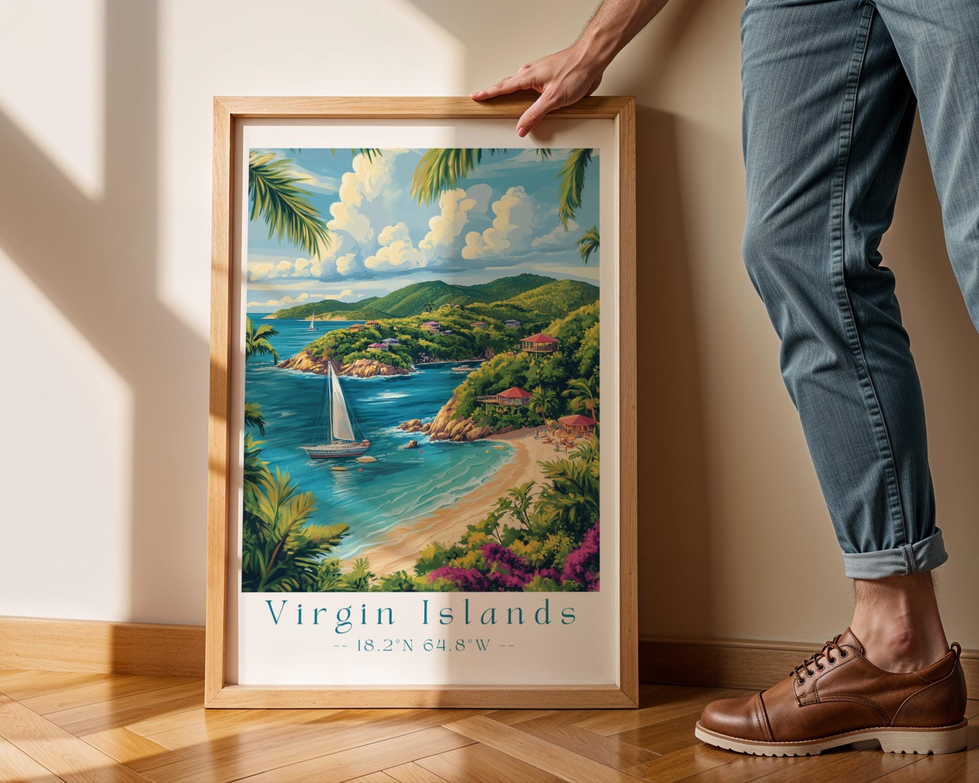 Virgin Islands Coastal Art Print | Caribbean Beach, Island Getaway wall art print, modern home decor, unframed artwork by Nomad & Nest