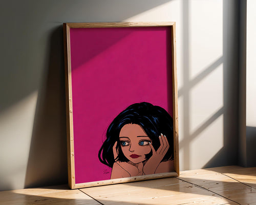 Anime Girl Art Print, Pink Manga Wall Art, Framed Illustration wall art print, modern home decor, unframed artwork by Nomad & Nest