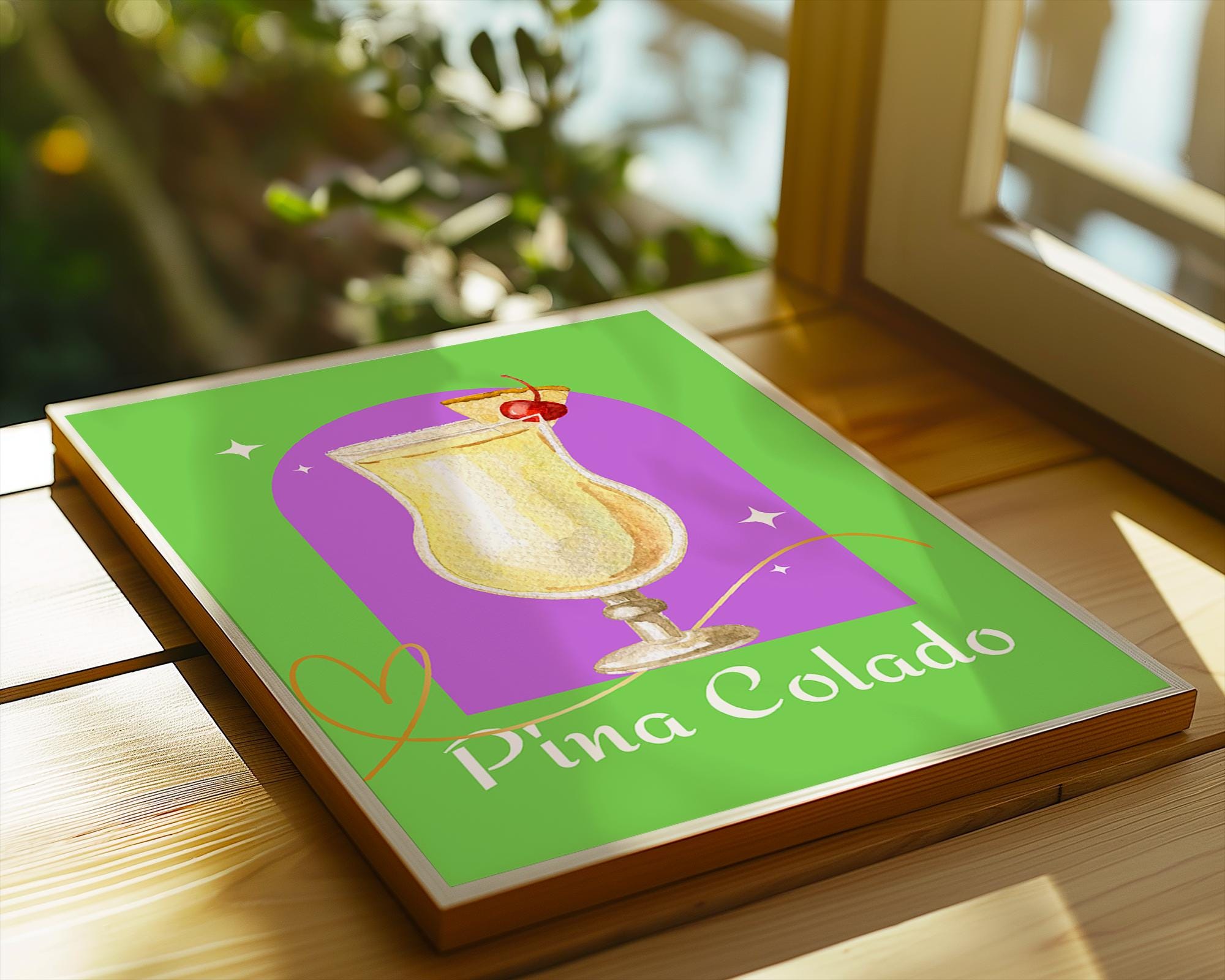 Pina Colada Cocktail Art Print | Colorful Tropical Bar Decor wall art print, modern home decor, unframed artwork by Nomad & Nest
