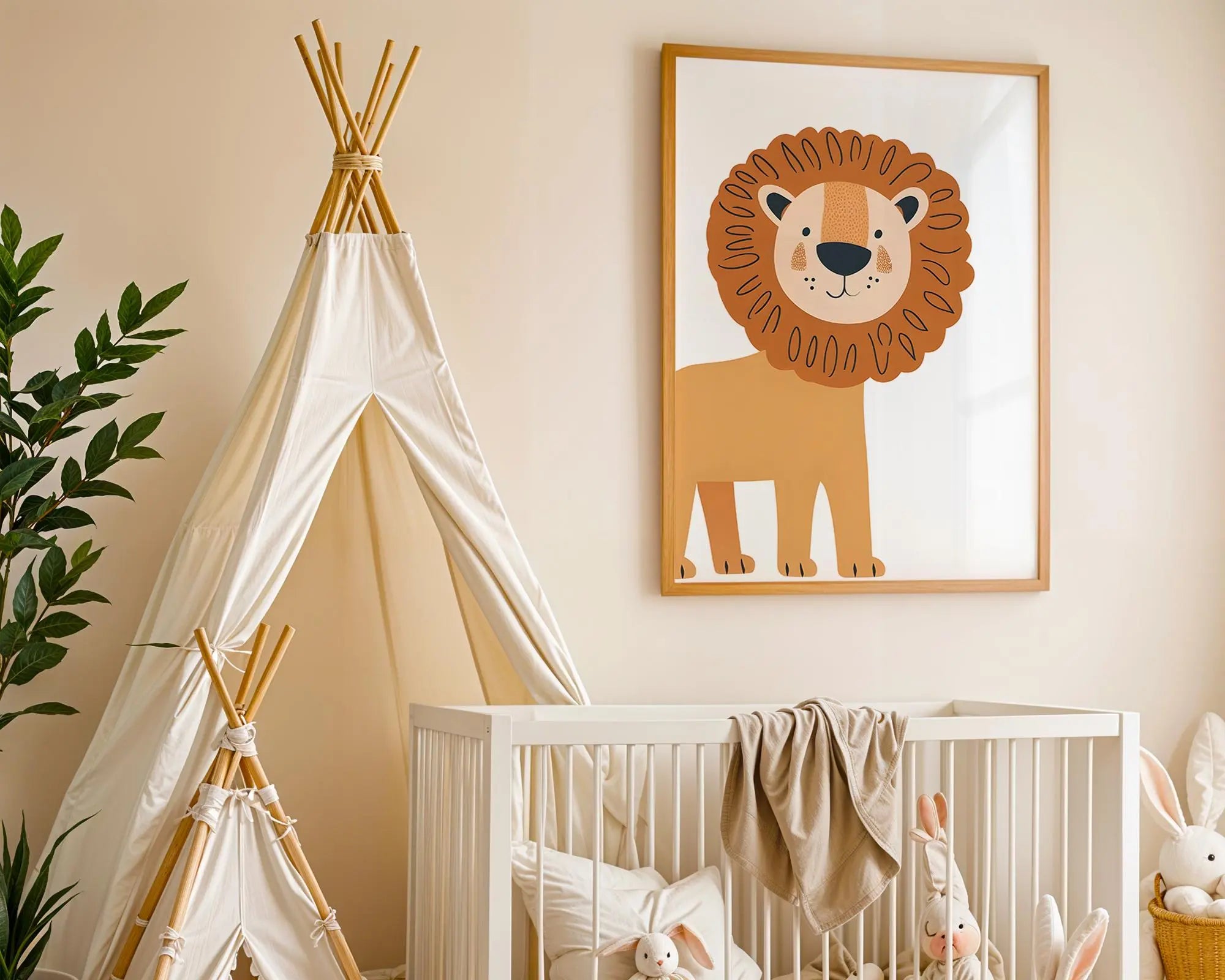 Playroom Ideas | Smiling Lion Nursery Wall Art | Safari Animal Baby Decor wall art print, modern home decor, unframed artwork by Nomad & Nest