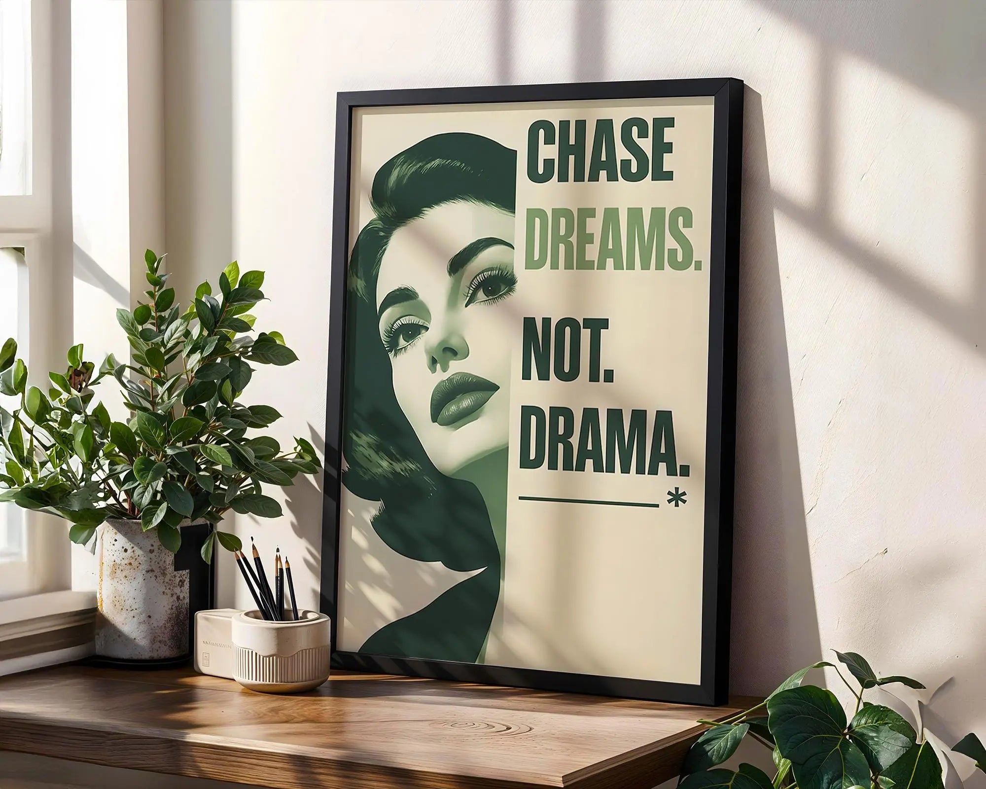Chase Dreams Not Drama Print | Retro Glam Wall Art wall art print, modern home decor, unframed artwork by Nomad & Nest