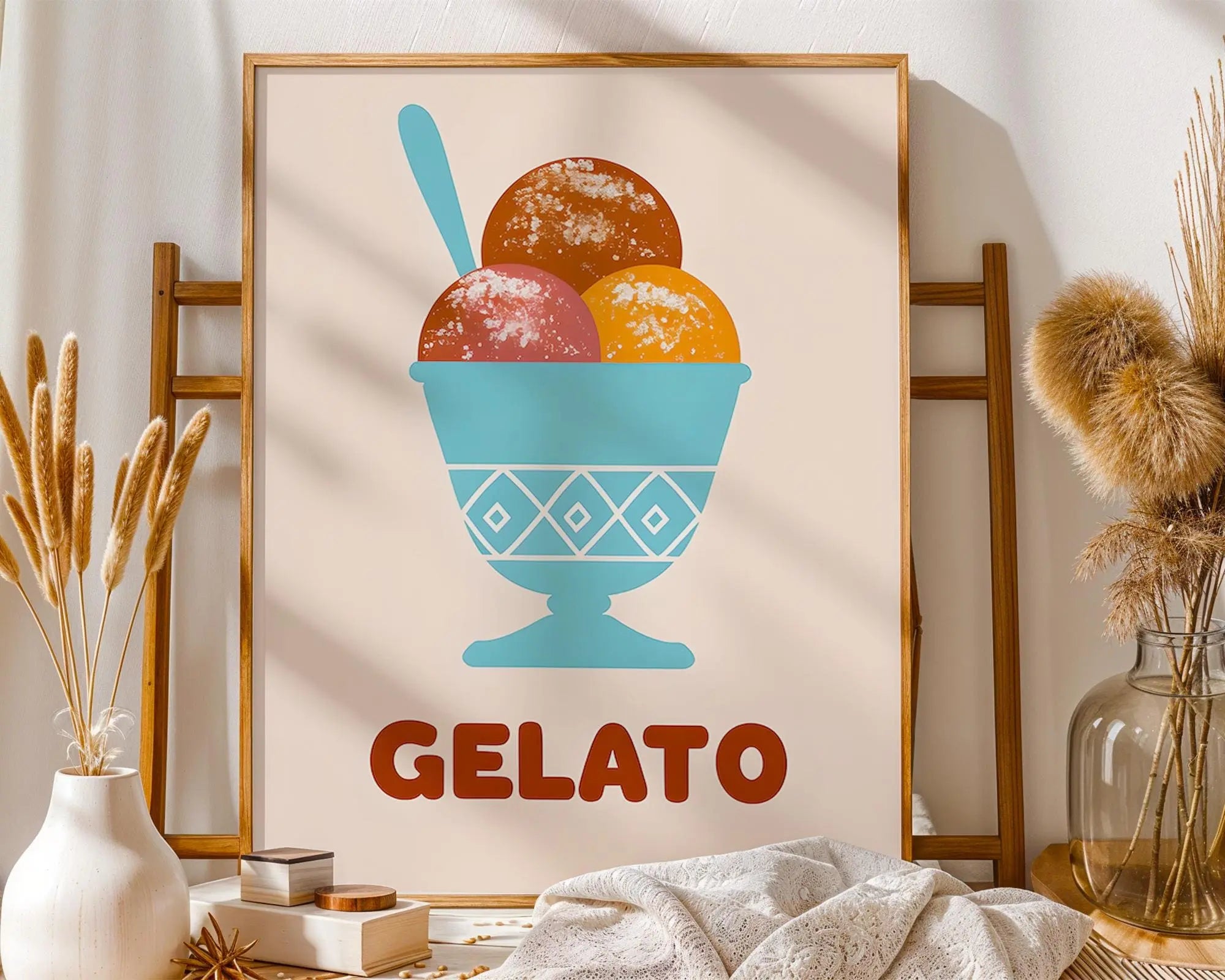 Gelato Art Print | Italian Dessert Illustration, Kitchen Decor wall art print, modern home decor, unframed artwork by Nomad & Nest
