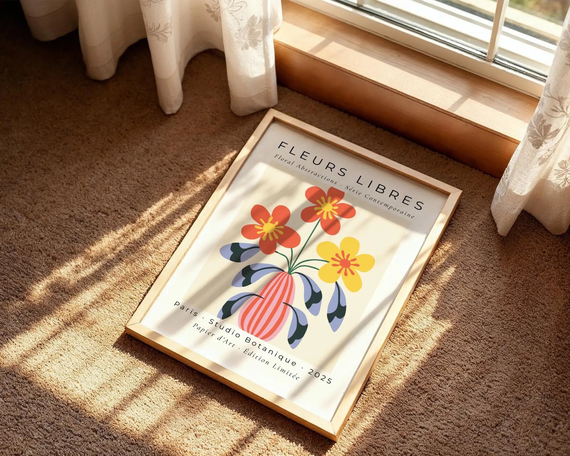 Abstract Floral Vase Art Print | Retro Modern Home Decor wall art print, modern home decor, unframed artwork by Nomad & Nest