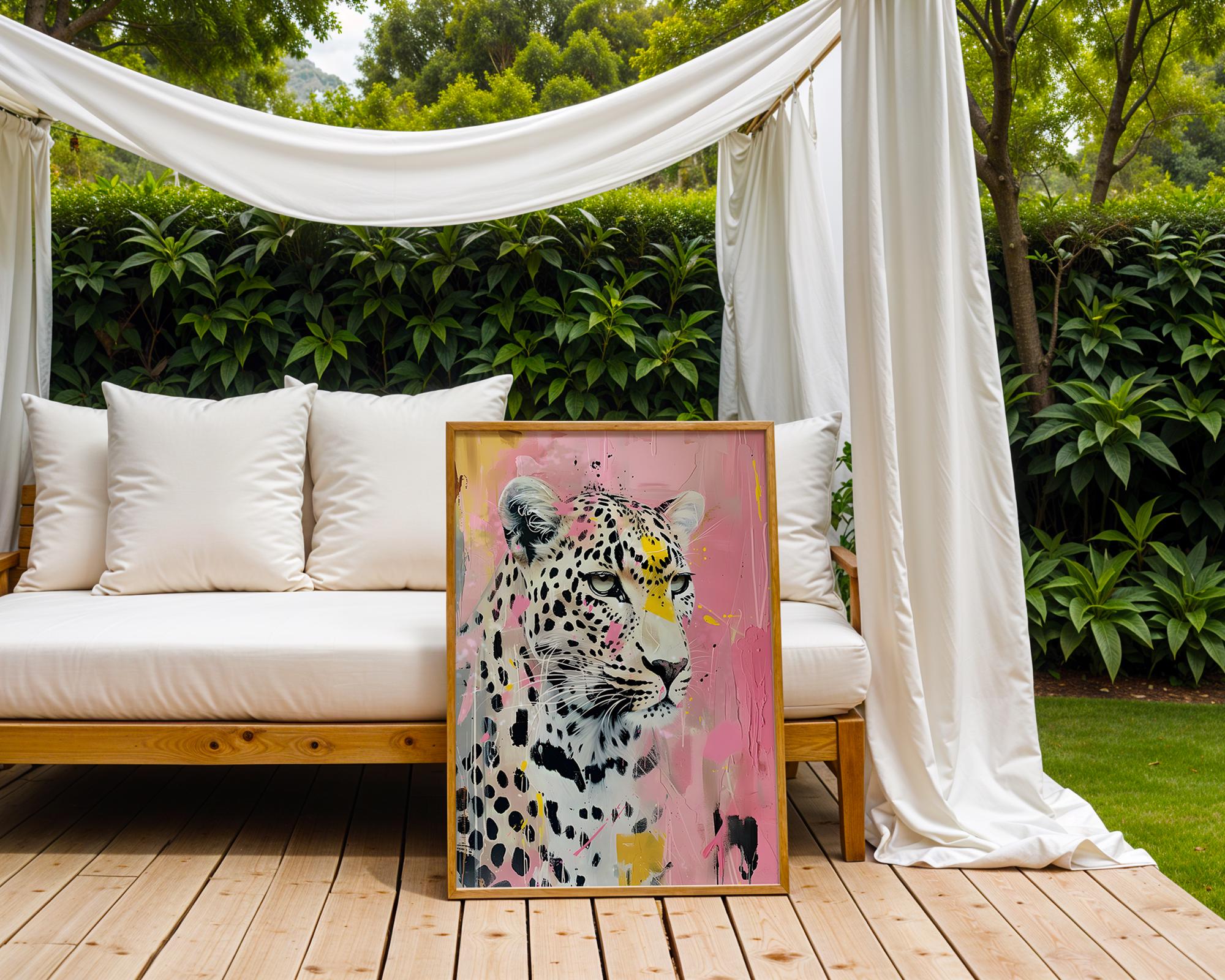 Colourful Prints | Abstract Leopard Print | Pink Animal Portrait, Modern Wall Art wall art print, modern home decor, unframed artwork by Nomad & Nest