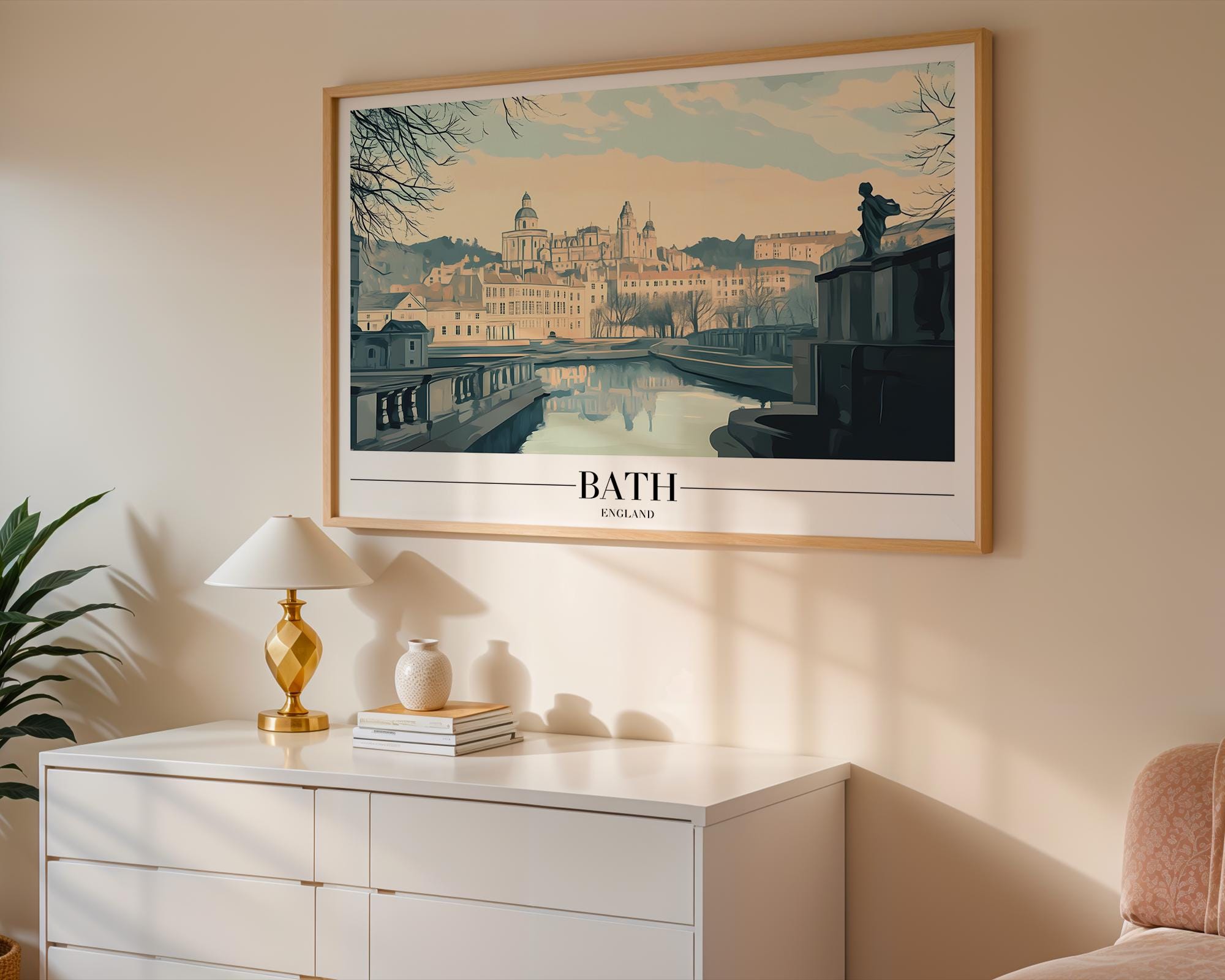 Bath England Travel Poster | Vintage UK Cityscape Art Print wall art print, modern home decor, unframed artwork by Nomad & Nest
