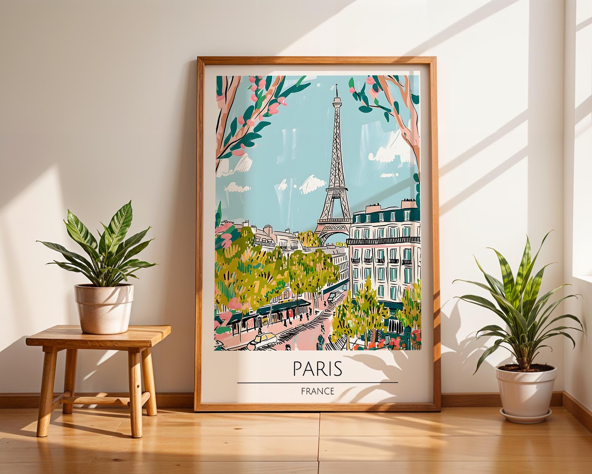 Eiffel Tower Art Print | Paris France Travel Poster wall art print, modern home decor, unframed artwork by Nomad & Nest