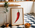 Red Chilli Pepper Print | Spicy Kitchen Wall Art, Food Lovers wall art print, modern home decor, unframed artwork by Nomad & Nest