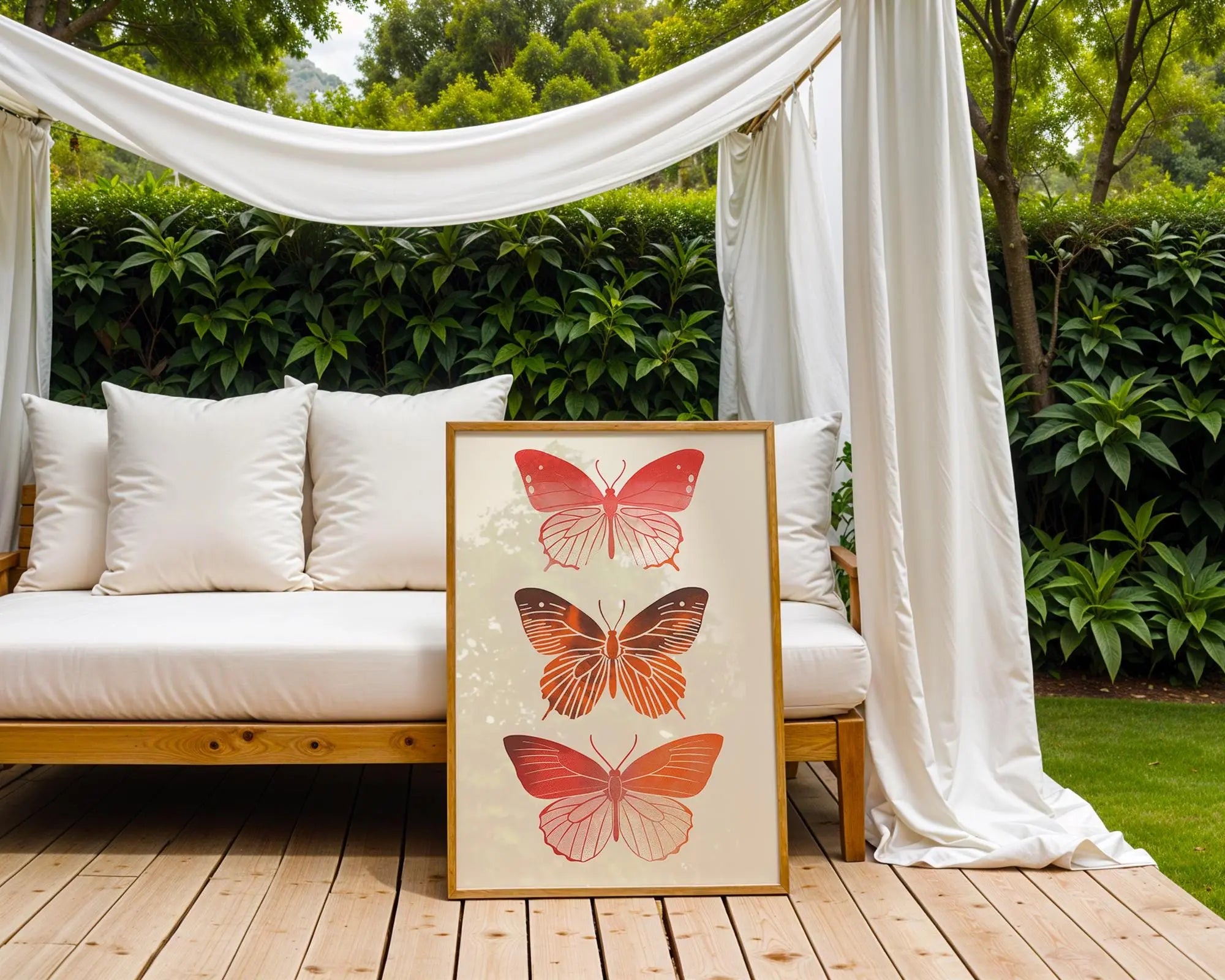 Red Butterflies Wall Art Print | Modern Insect Illustration wall art print, modern home decor, unframed artwork by Nomad & Nest
