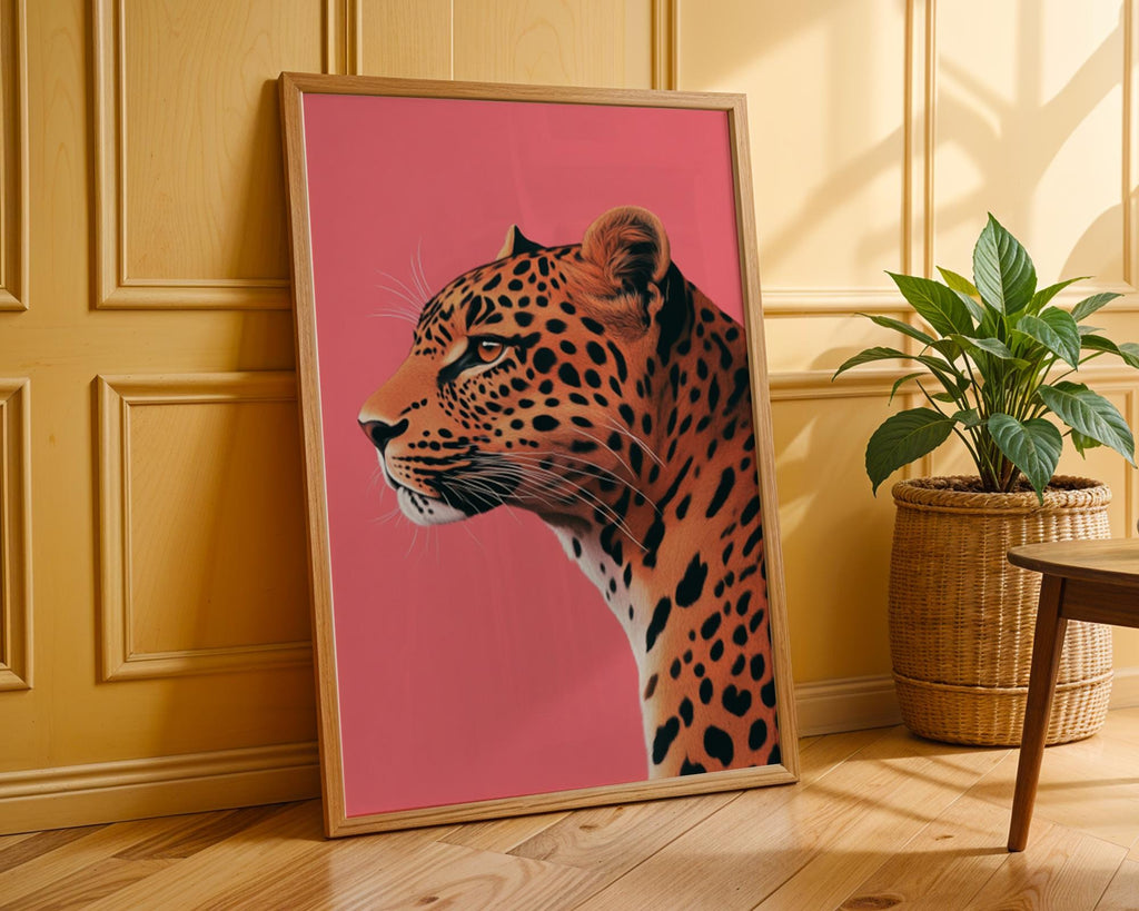 Pink Leopard Portrait Print | Modern Jungle Wall Art wall art print, modern home decor, unframed artwork by Nomad & Nest