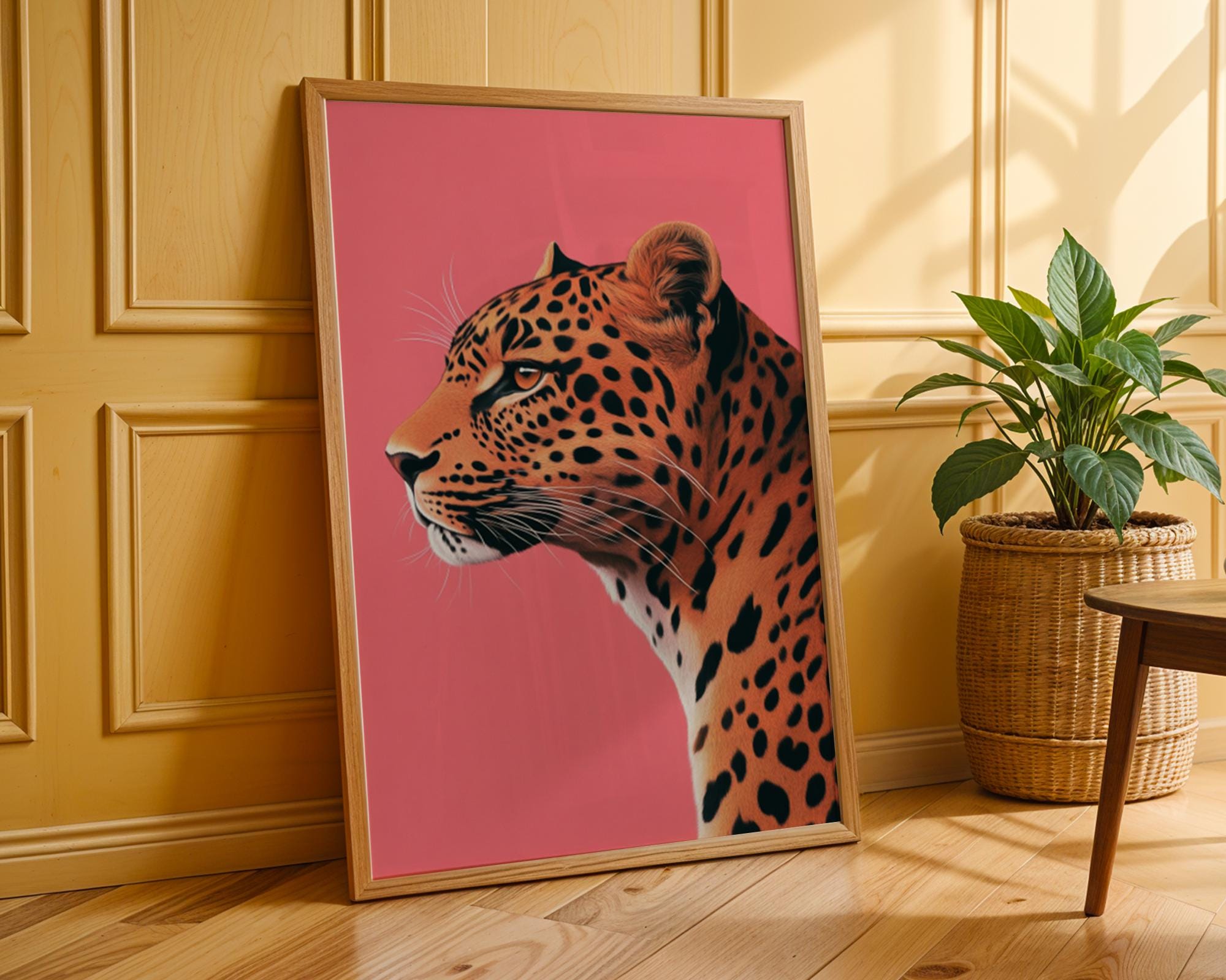 Pink Leopard Portrait Print | Modern Jungle Wall Art wall art print, modern home decor, unframed artwork by Nomad & Nest