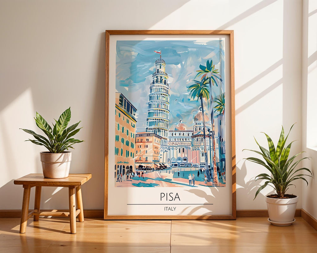 Leaning Tower of Pisa Print | Illustrated Italian Travel Poster wall art print, modern home decor, unframed artwork by Nomad & Nest
