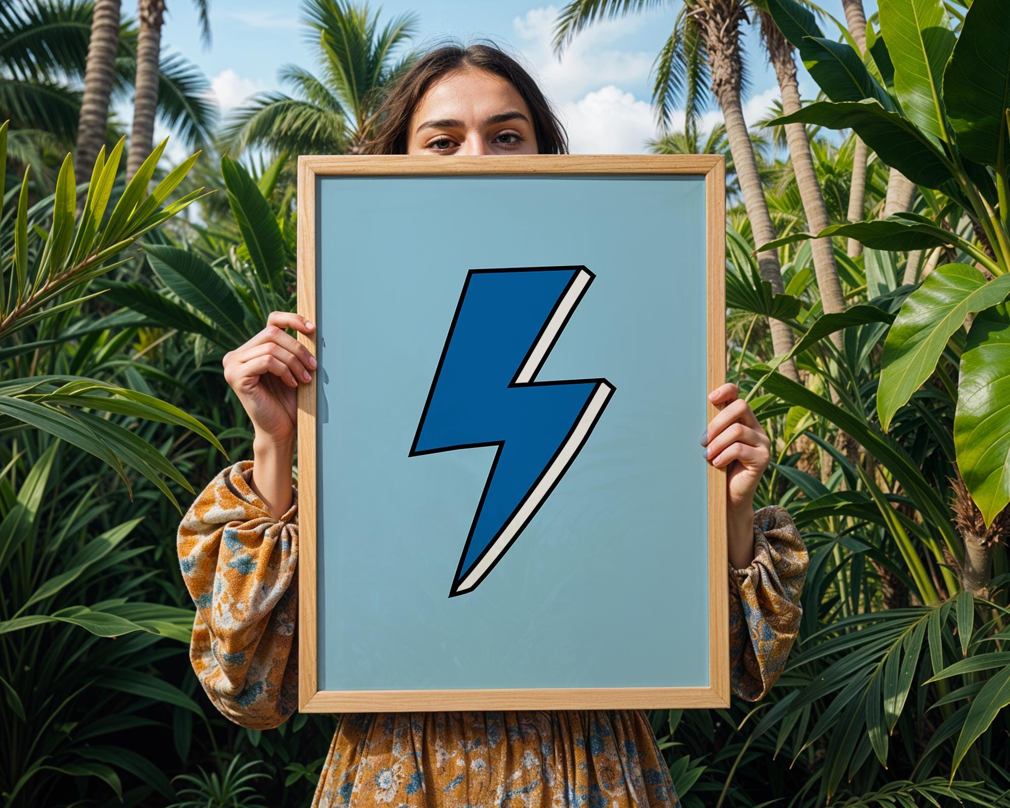 Blue Lightning Bolt Print | Trendy Pop Art Poster wall art print, modern home decor, unframed artwork by Nomad & Nest