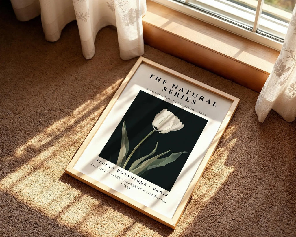 White Tulip Print • Elegant Botanical Wall Art, Modern Interiors wall art print, modern home decor, unframed artwork by Nomad & Nest