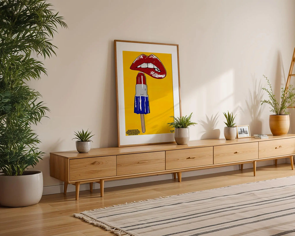 Modern Pop Art | Lips & Rocket Ice Lolly Print | Retro Kitchen Bar Decor wall art print, modern home decor, unframed artwork by Nomad & Nest