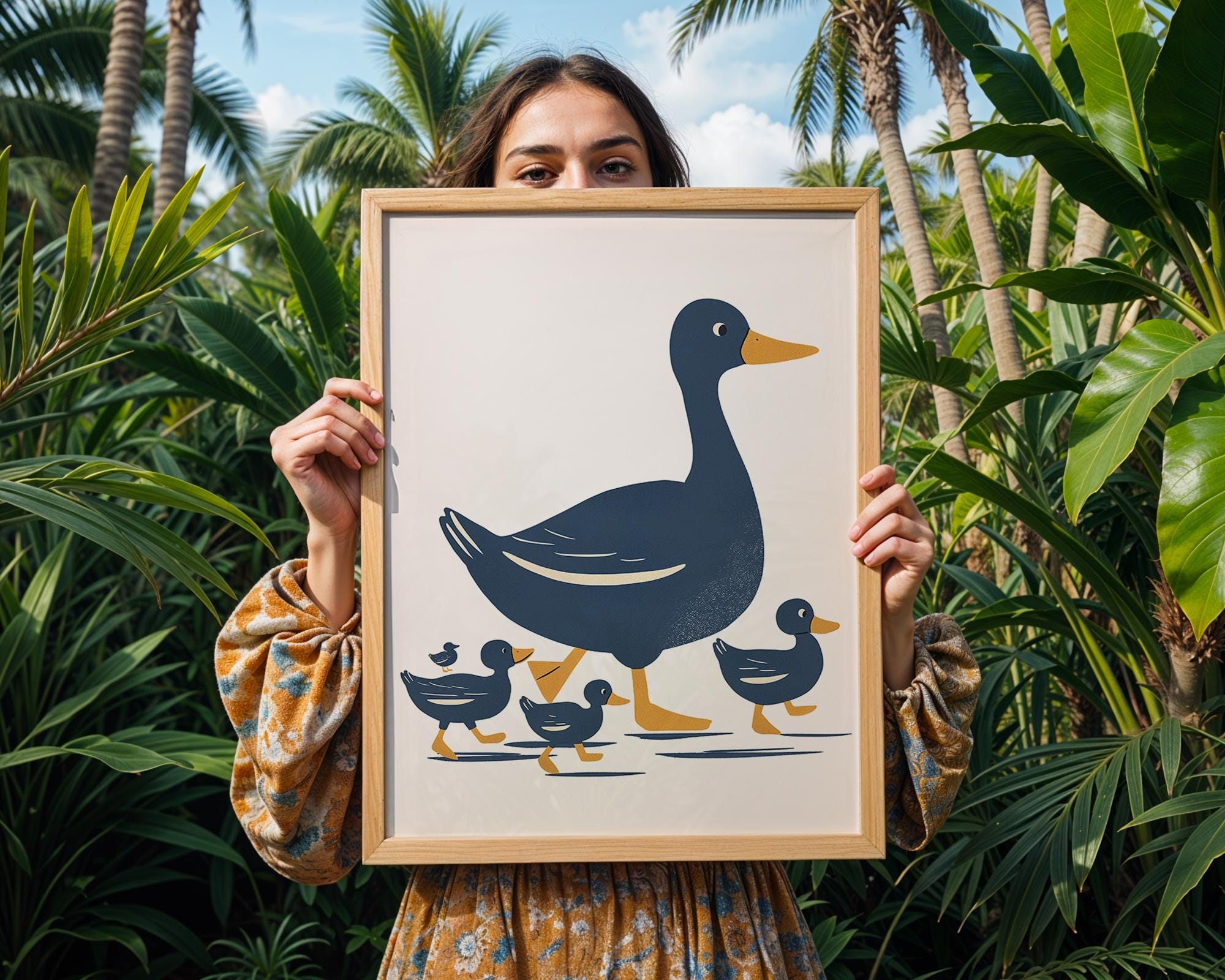 Mother Duck & Ducklings Art Print, Modern Nursery Decor wall art print, modern home decor, unframed artwork by Nomad & Nest