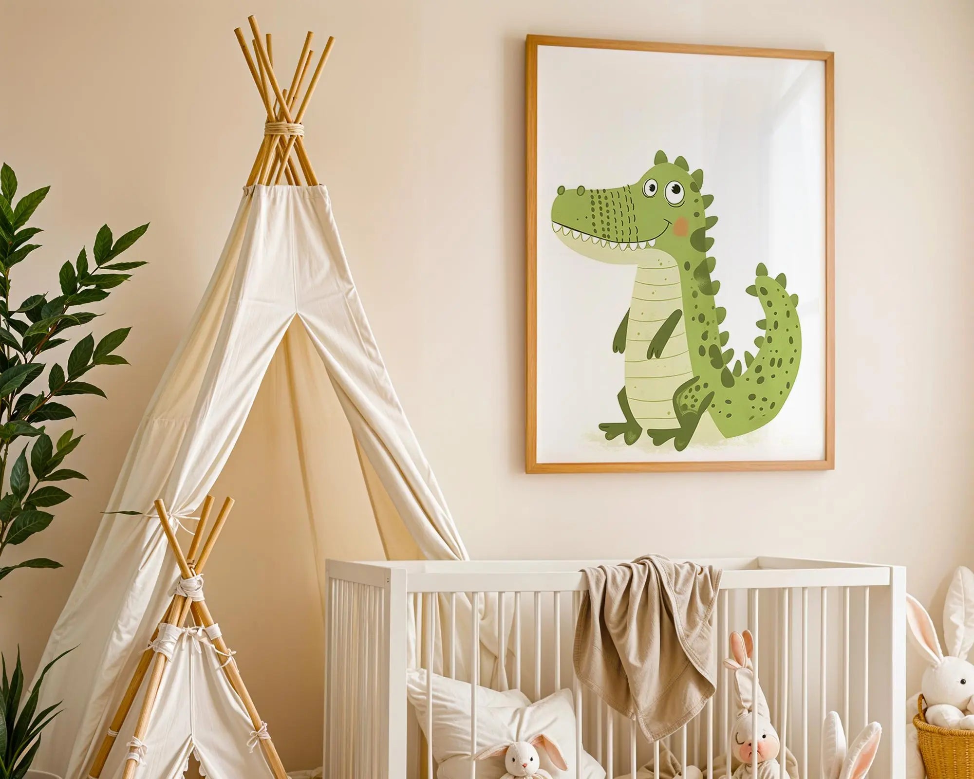 Playroom Ideas | Smiling Crocodile Nursery Wall Art | Jungle Animal Decor wall art print, modern home decor, unframed artwork by Nomad & Nest
