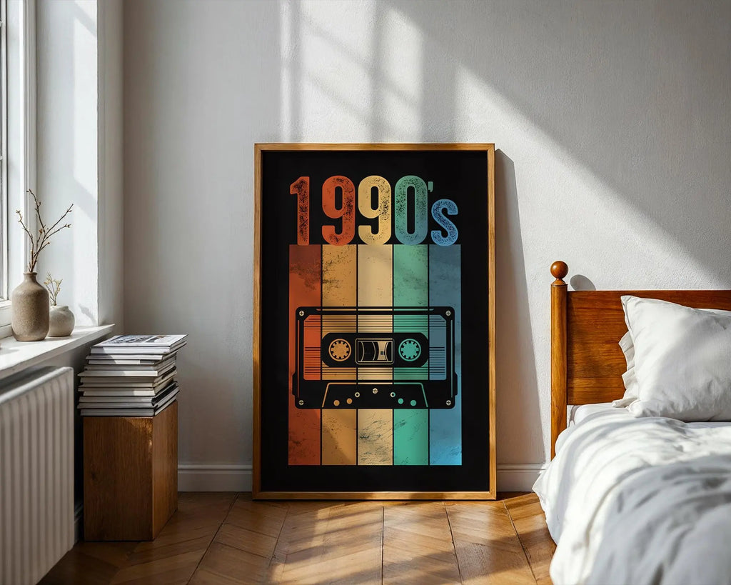 1990s Cassette Tape Art Print | Retro Music Poster wall art print, modern home decor, unframed artwork by Nomad & Nest