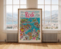 Rhodes Greece Art Print | Colorful Old Town Coastal Decor wall art print, modern home decor, unframed artwork by Nomad & Nest