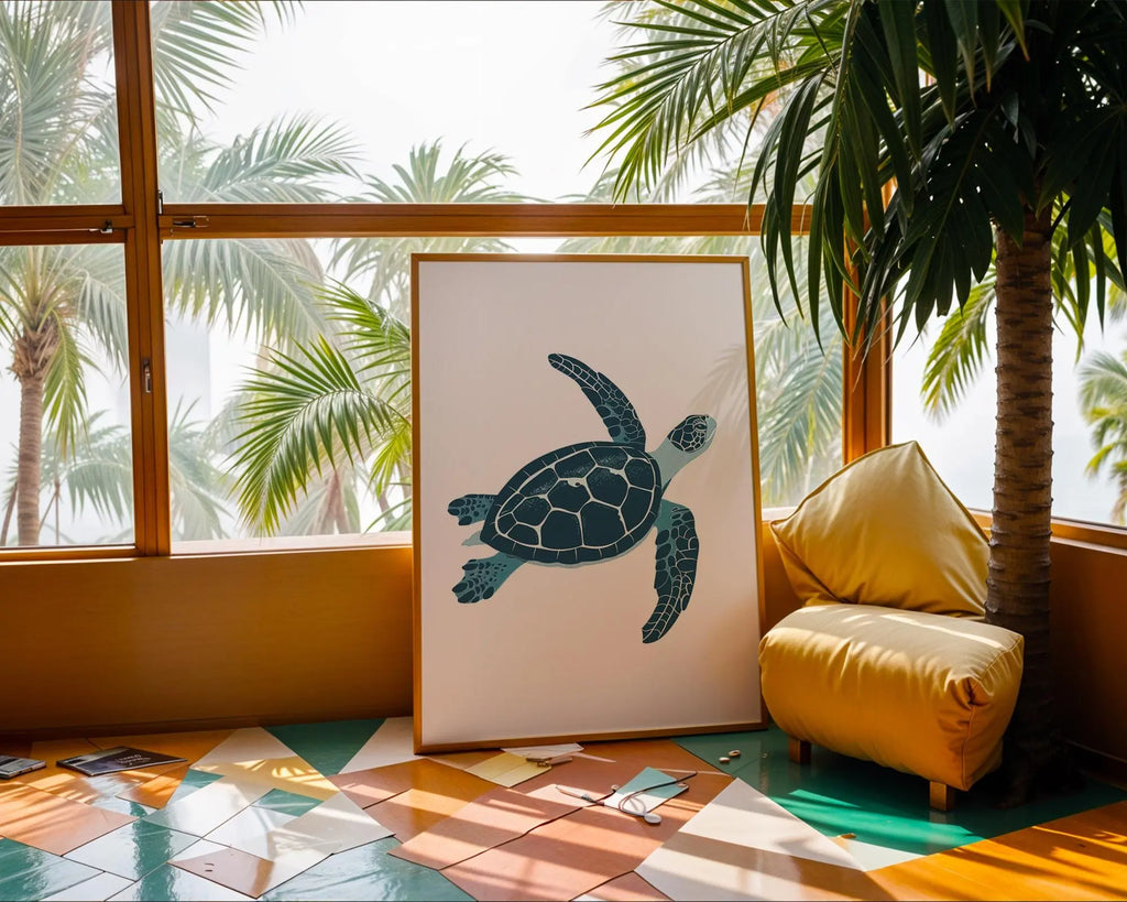 Ocean Turtle Art Print | Scandinavian Nursery Coastal Decor wall art print, modern home decor, unframed artwork by Nomad & Nest