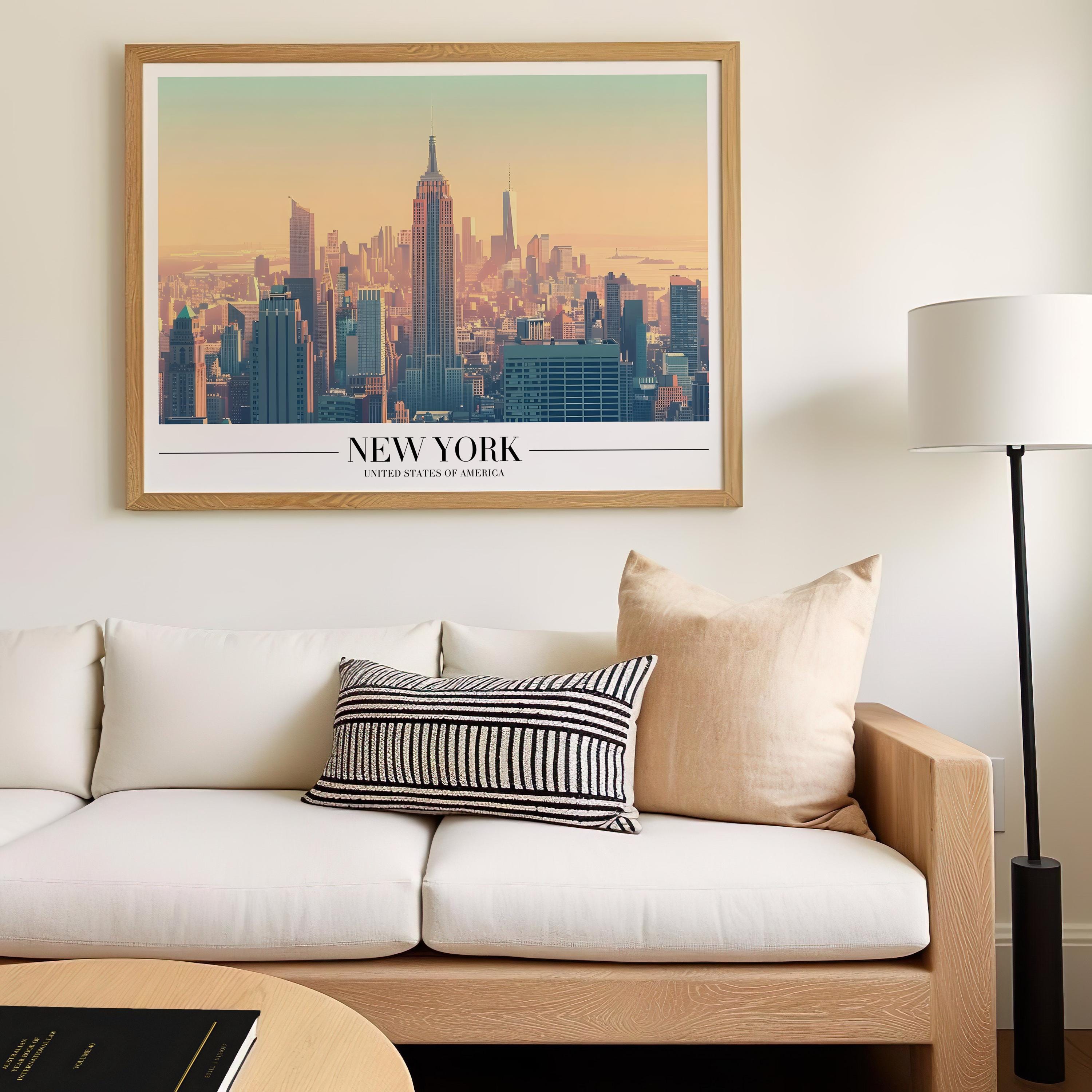 New York City Skyline Art Print | Retro Travel Poster wall art print, modern home decor, unframed artwork by Nomad & Nest