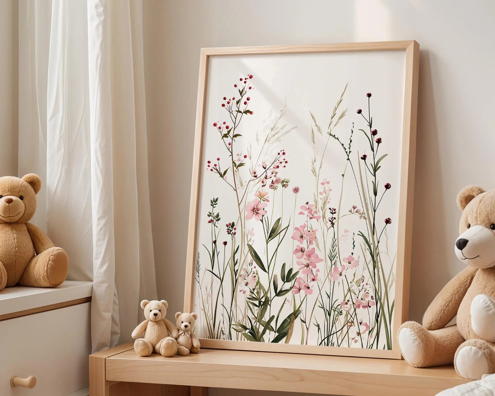 Playroom Ideas | Meadow Wildflowers Nursery Print | Boho Botanical Wall Art wall art print, modern home decor, unframed artwork by Nomad & Nest