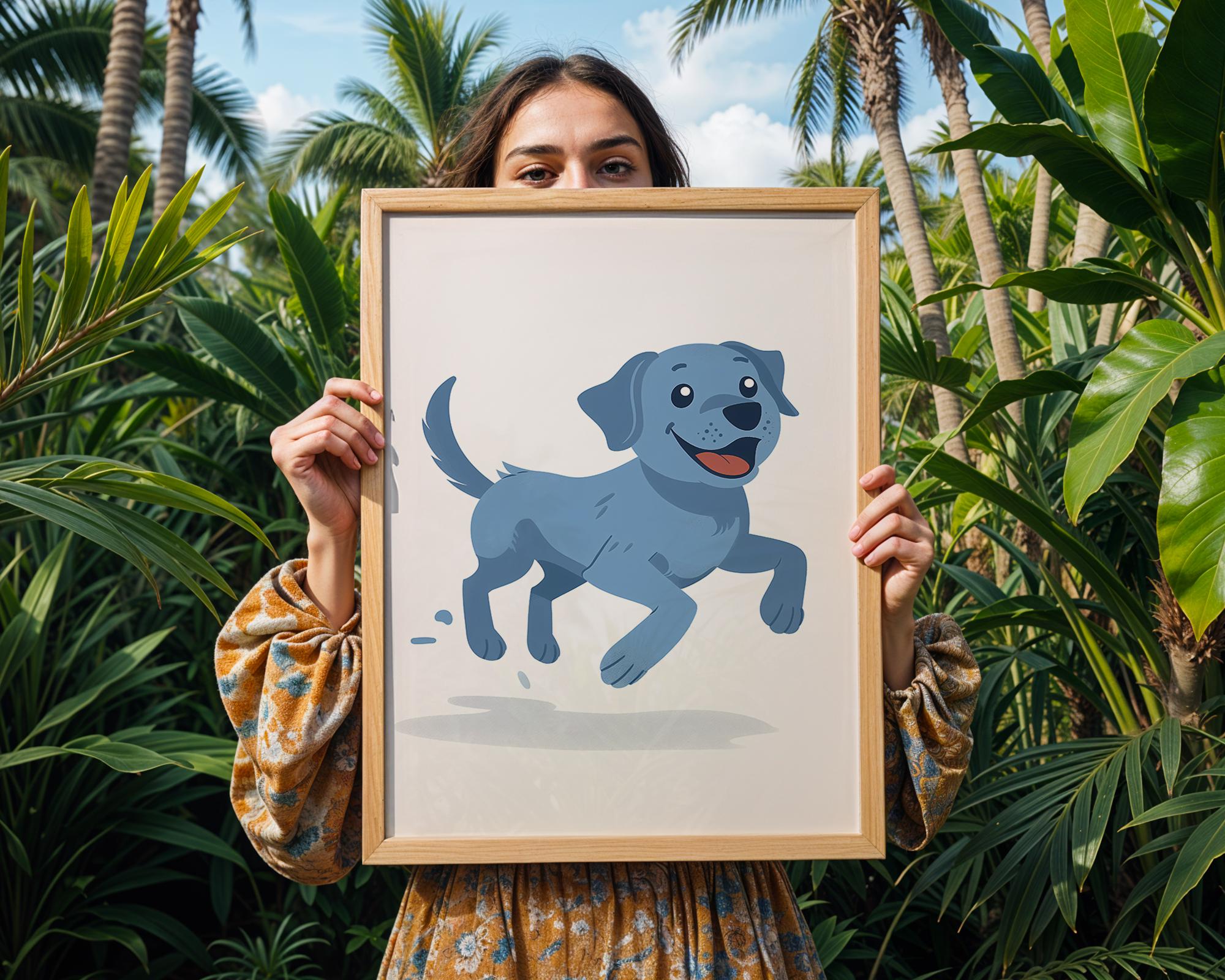 Blue Labrador Puppy Print, Nursery Kids Room Decor, Dog Lover Gift wall art print, modern home decor, unframed artwork by Nomad & Nest