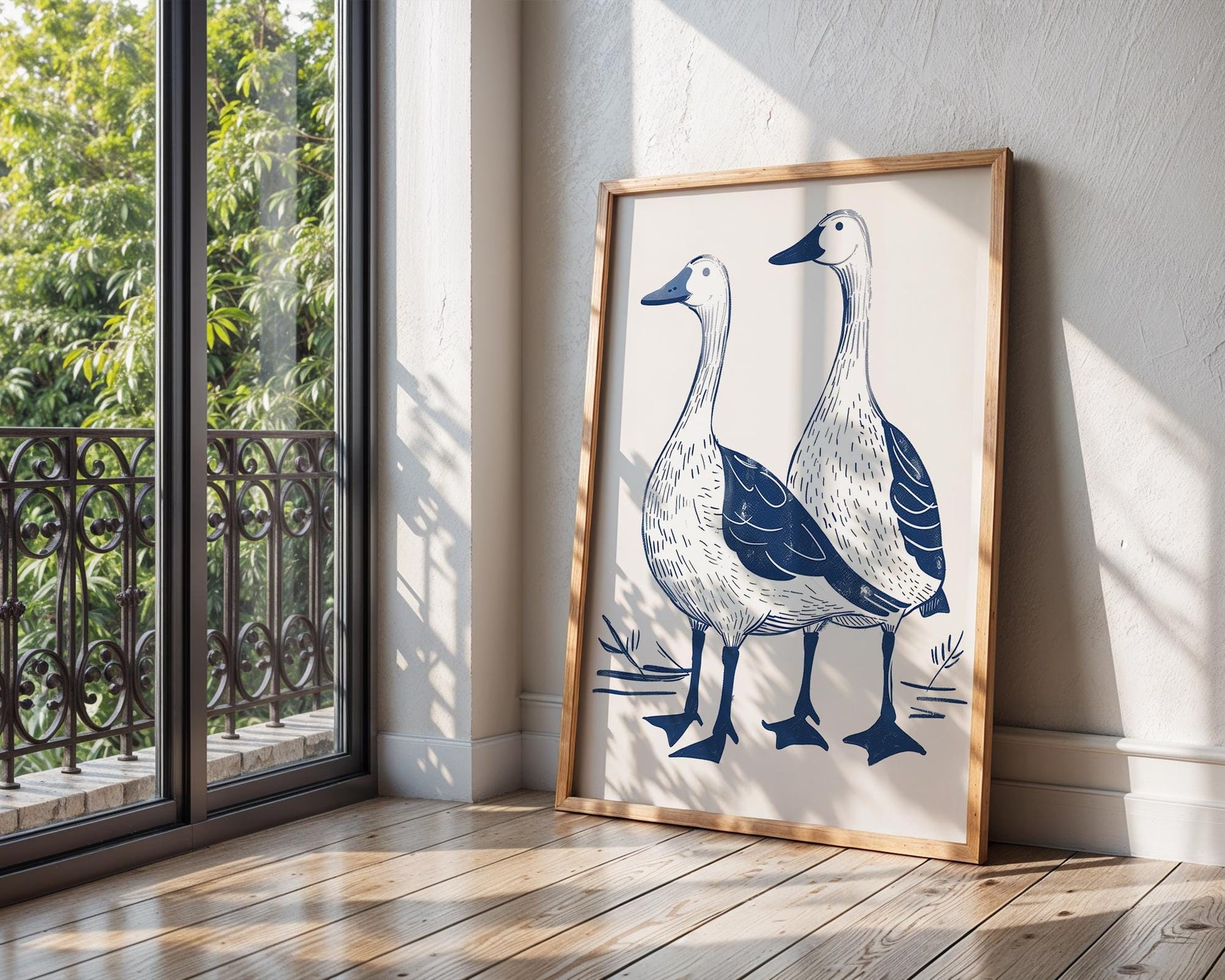 Blue Geese Farmhouse Print, Rustic Kitchen Wall Art wall art print, modern home decor, unframed artwork by Nomad & Nest
