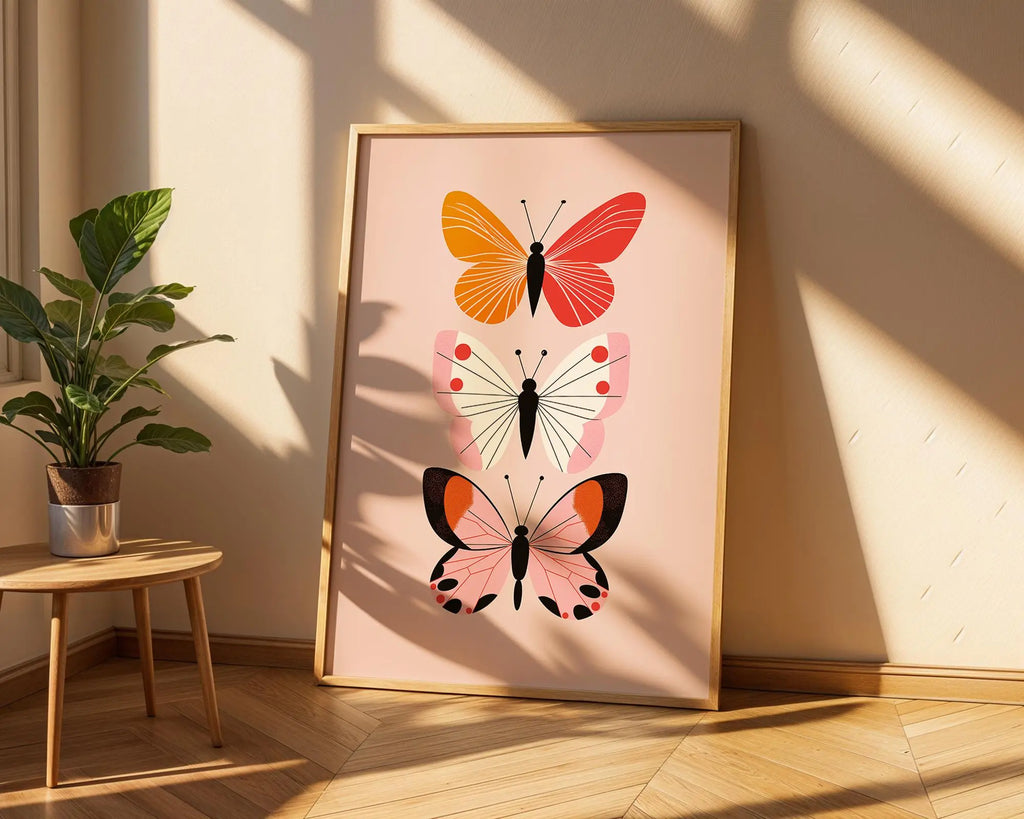 Butterfly Trio Art Print | Colorful Insect Illustration, Botanical Wall Decor wall art print, modern home decor, unframed artwork by Nomad & Nest