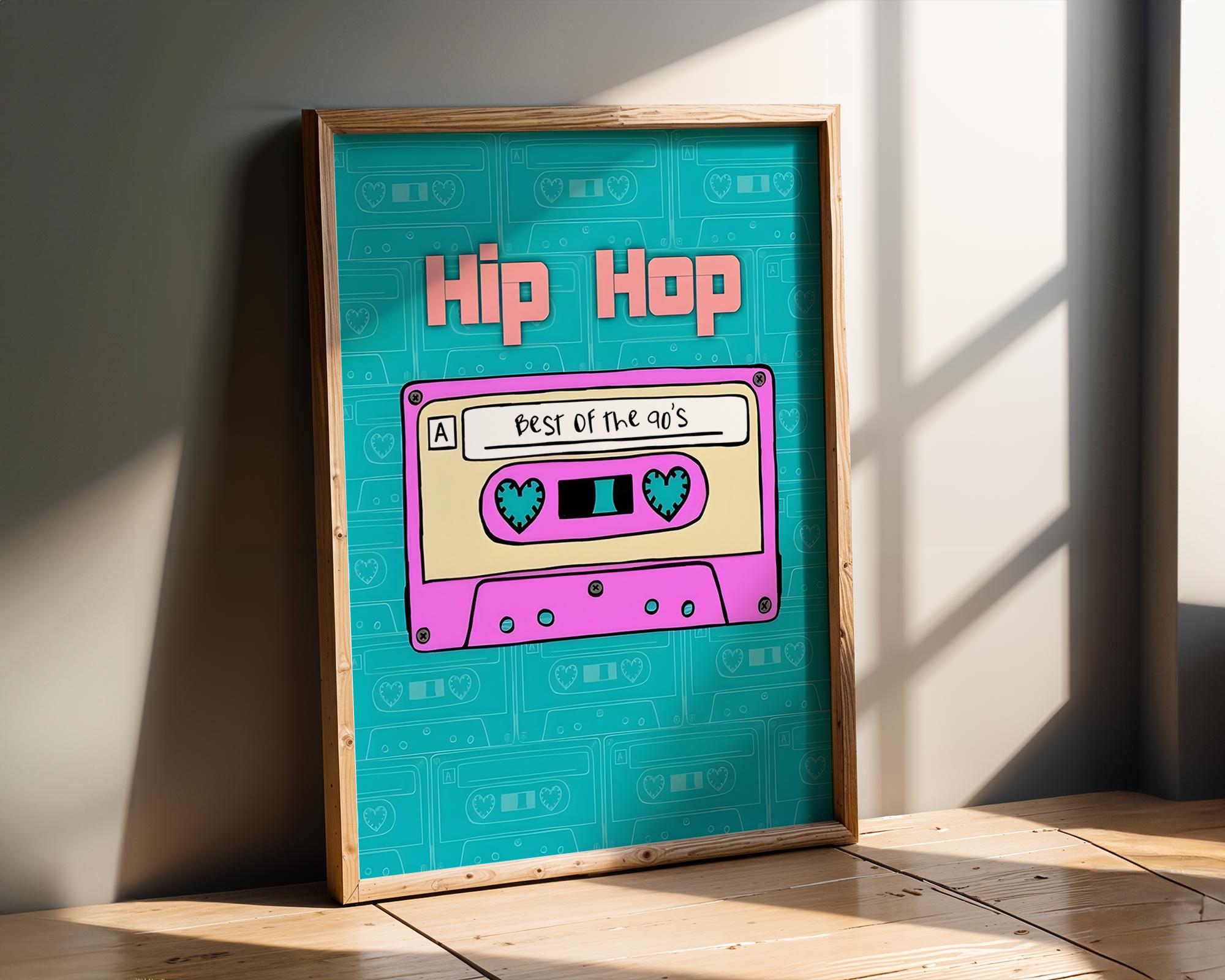 Modern Pop Art | 90s Hip Hop Cassette Tape Print | Retro Music wall art print, modern home decor, unframed artwork by Nomad & Nest