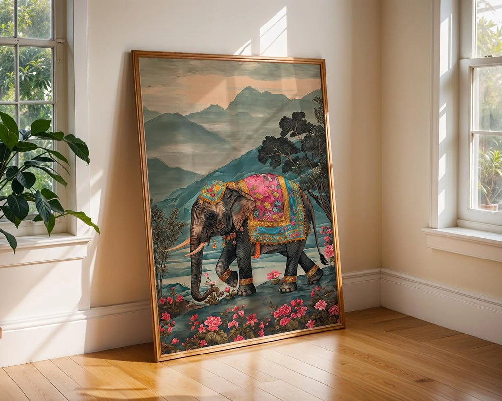 Ornate Elephant Jungle Art Print | Bohemian Wildlife Illustration wall art print, modern home decor, unframed artwork by Nomad & Nest