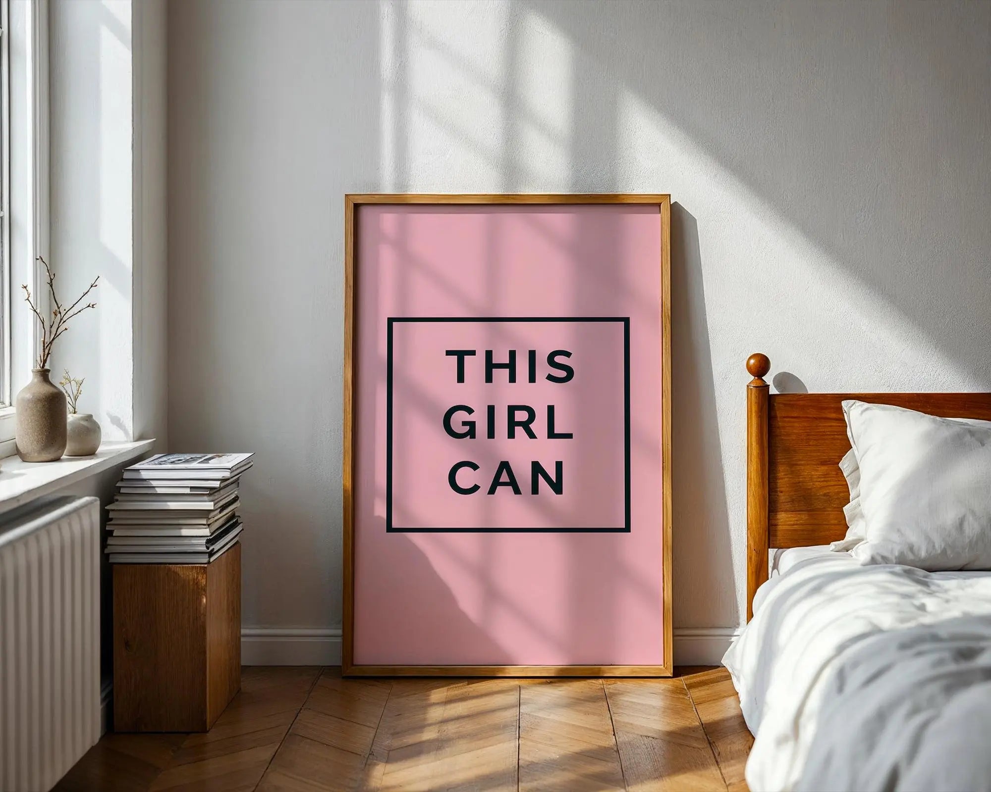 Positive Emotion | This Girl Can Wall Art | Minimal Typography | Soft Pink Empowerment Decor wall art print, modern home decor, unframed artwork by Nomad & Nest