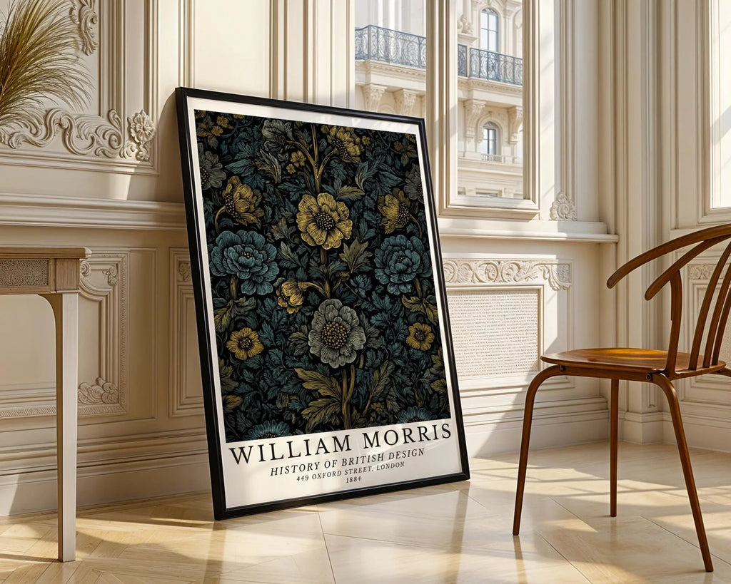 William Morris Print Floral Art  • Gold & Blue Botanical Poster wall art print, modern home decor, unframed artwork by Nomad & Nest