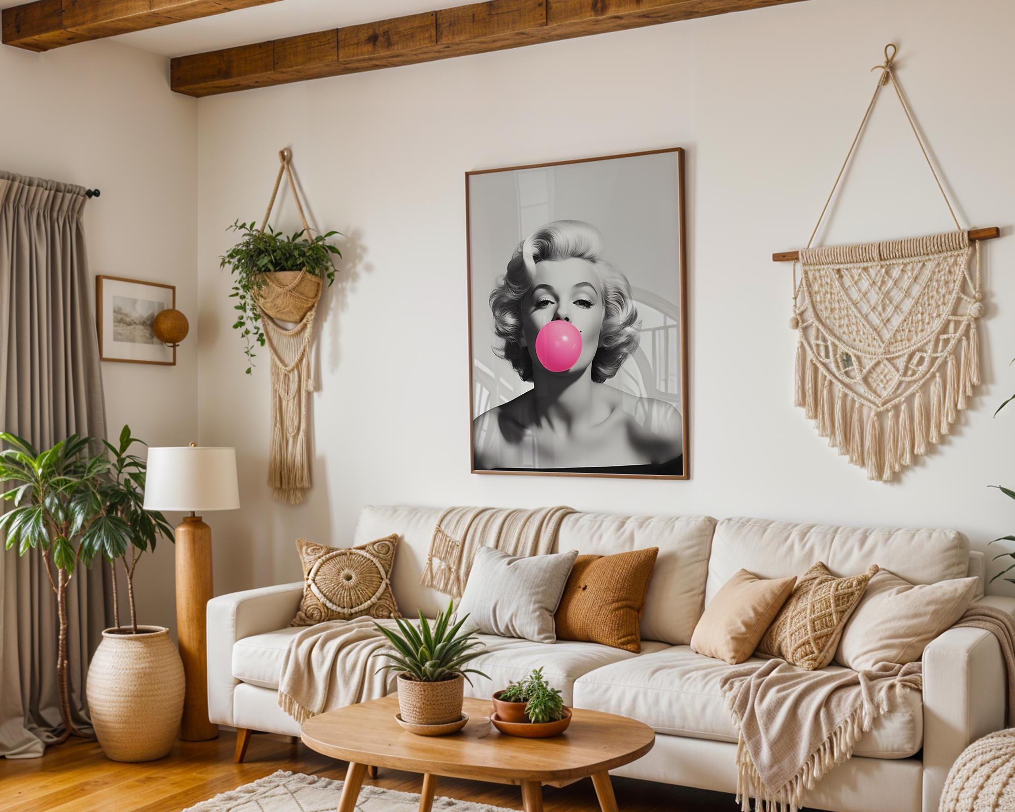 Modern Pop Art | Marilyn Monroe  Print | Pink Bubblegum, Retro Glam Decor wall art print, modern home decor, unframed artwork by Nomad & Nest