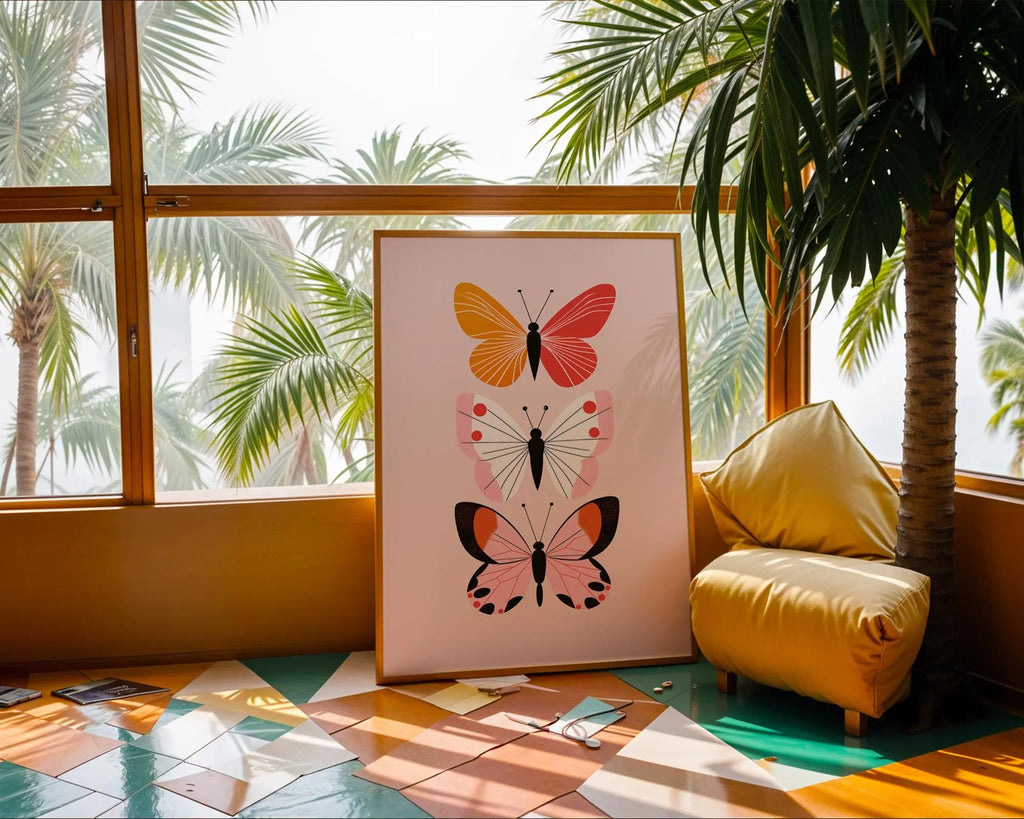 Butterfly Trio Art Print | Colorful Insect Illustration, Botanical Wall Decor wall art print, modern home decor, unframed artwork by Nomad & Nest