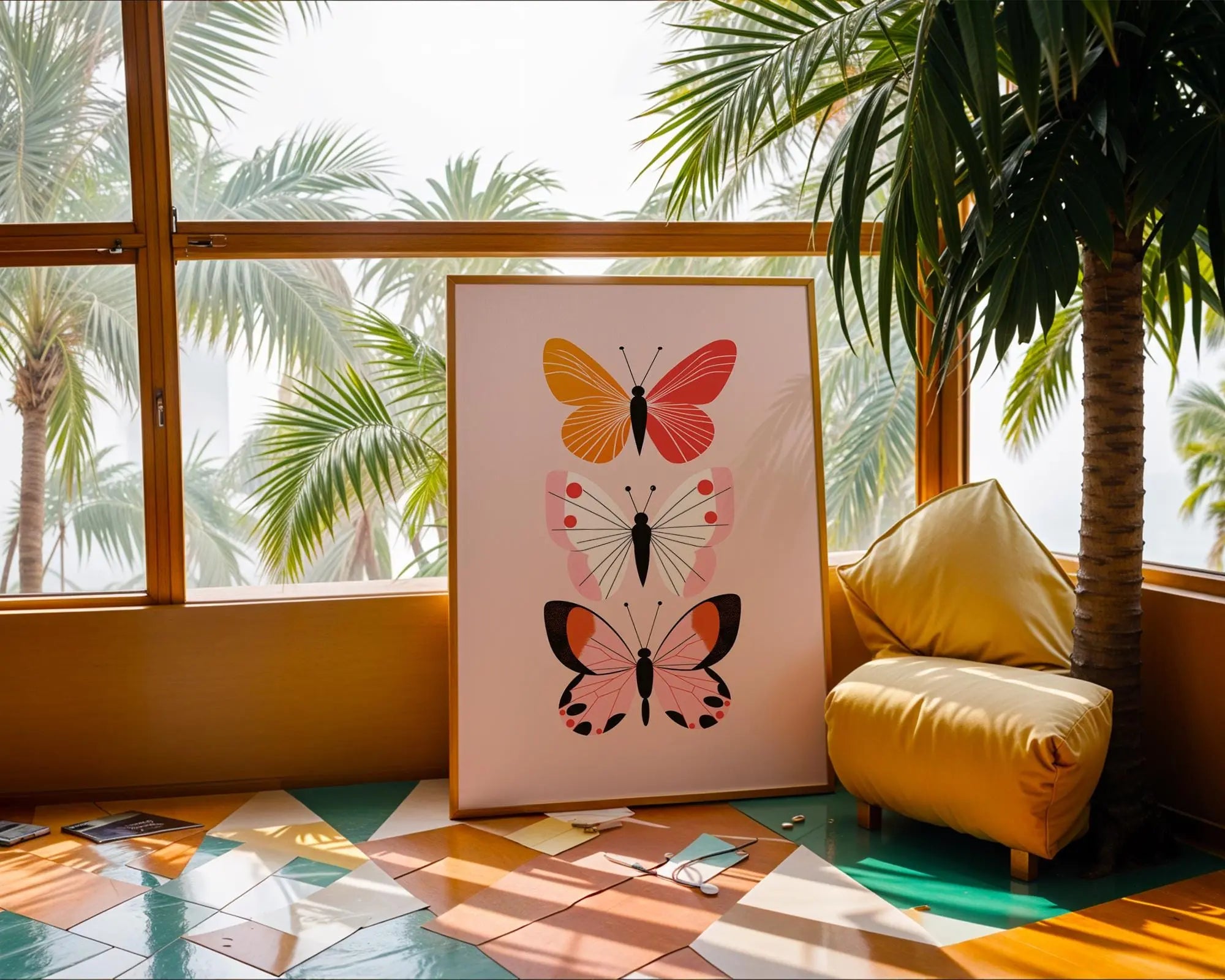 Butterfly Trio Art Print | Colorful Insect Illustration, Botanical Wall Decor wall art print, modern home decor, unframed artwork by Nomad & Nest